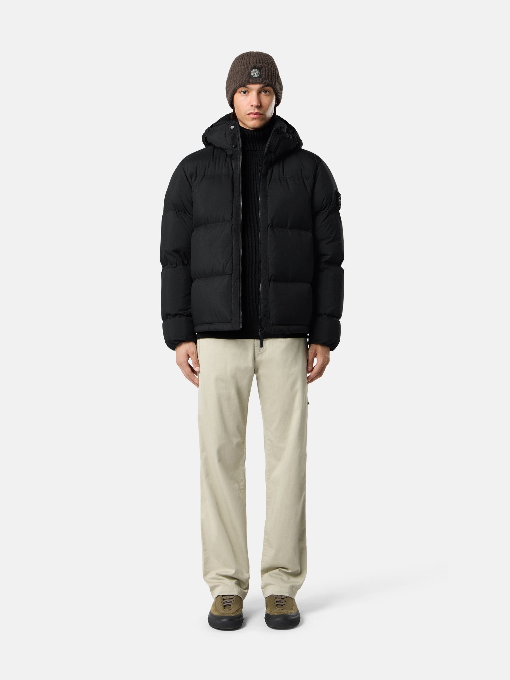 Black Tear-resistant down jacket with detachable hood 4100013 MATT