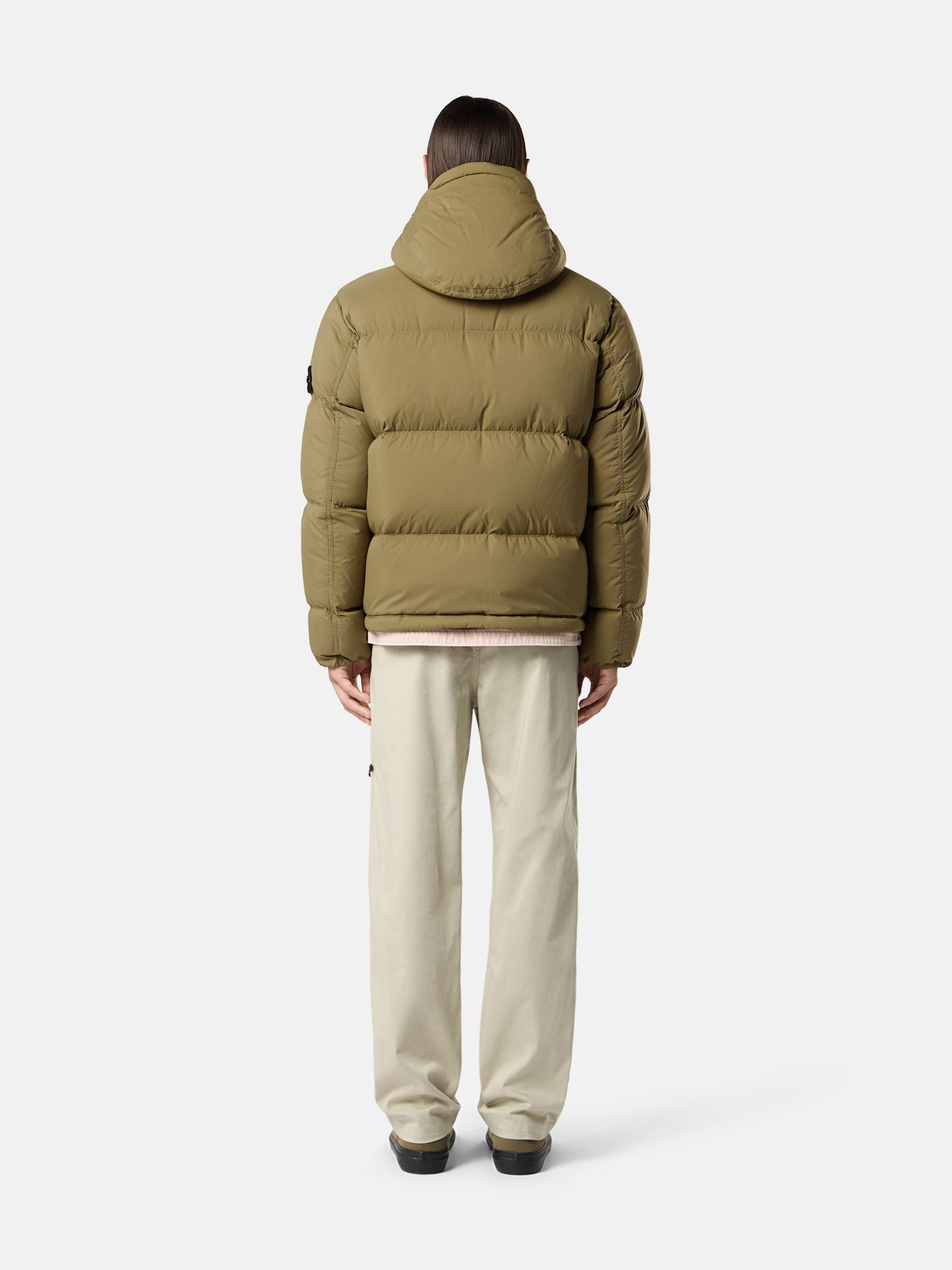 Military Green Tear-resistant down jacket with detachable hood