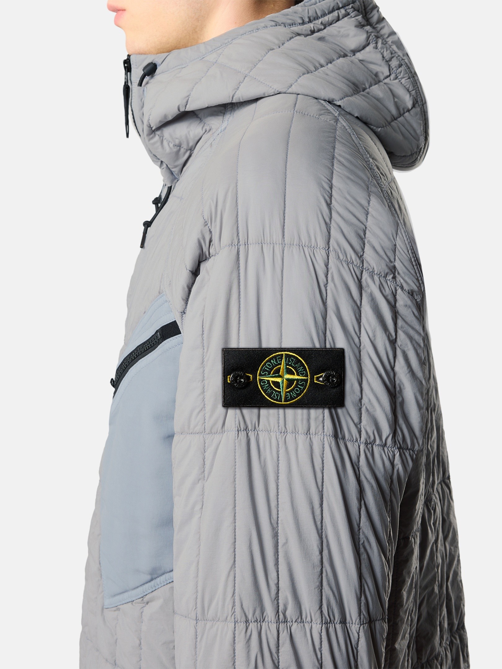 Ash Gray Quilted padded hooded jacket with anti-drop 4100015