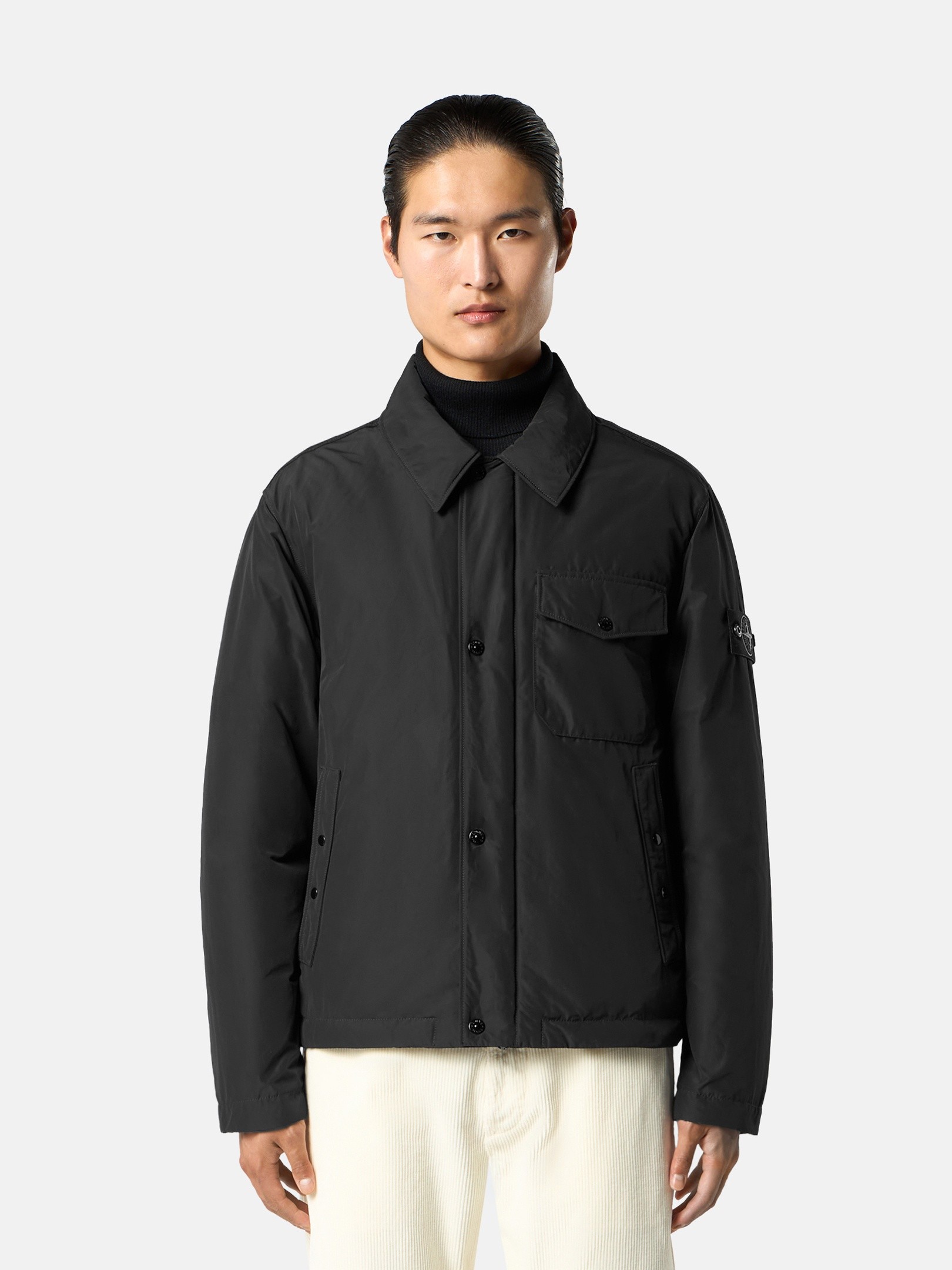 Black Down coach jacket with anti-drop 4100022 MICRO REPS | Stone