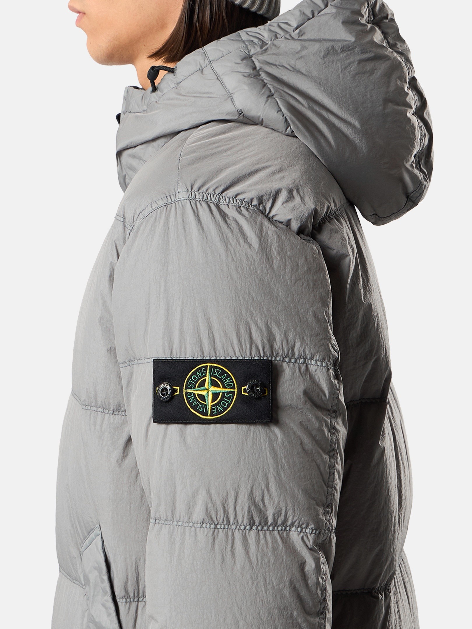 Grey Wind-resistant down jacket with anti-drop 4100037 CRINKLE