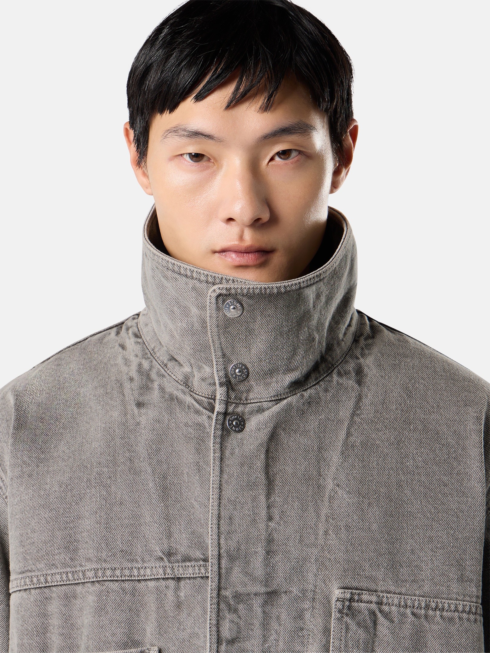 Grey Jacket with removable vest 4100064 MINERAL DYED COTTON