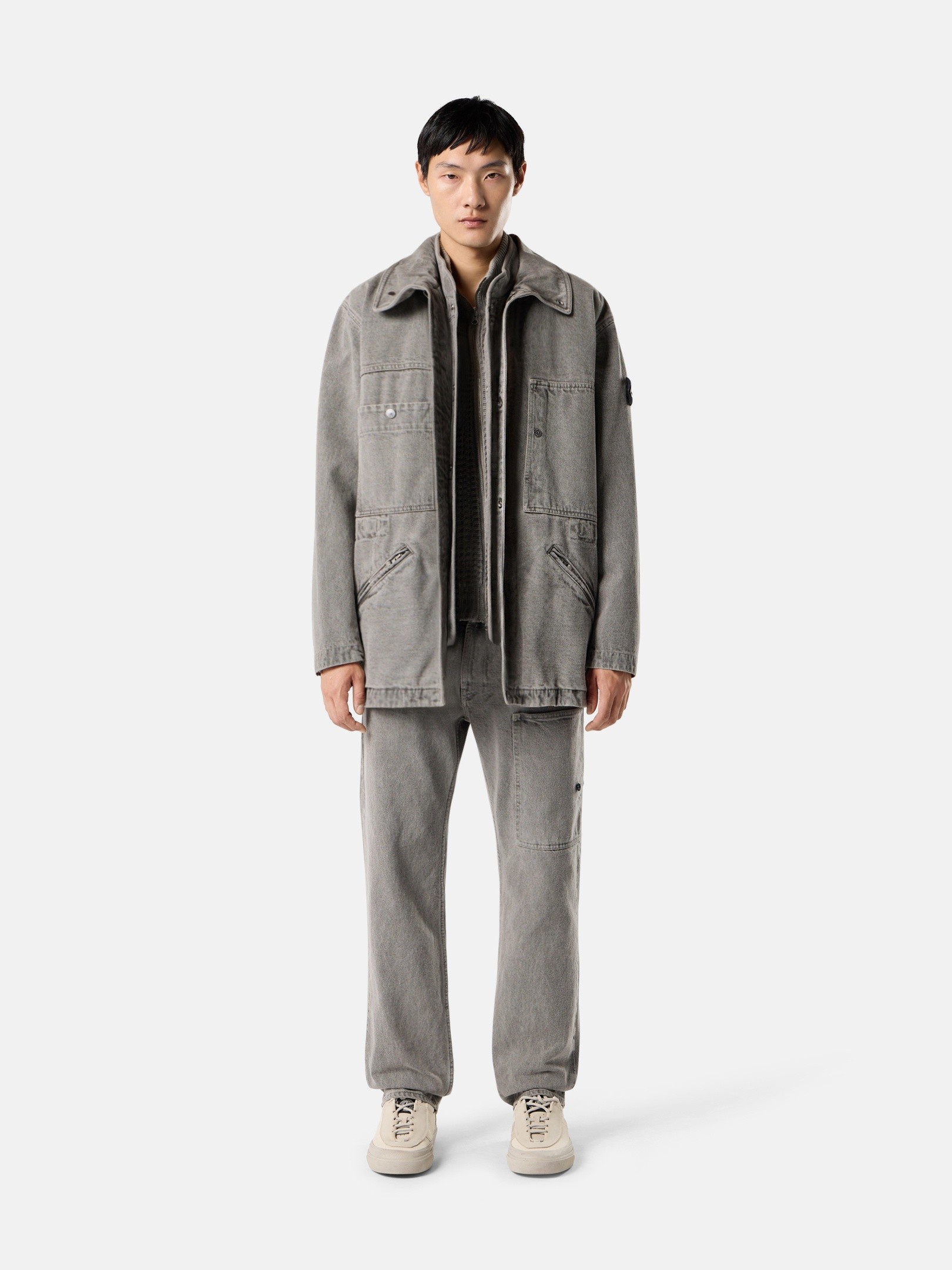 Grey Jacket with removable vest 4100064 MINERAL DYED COTTON