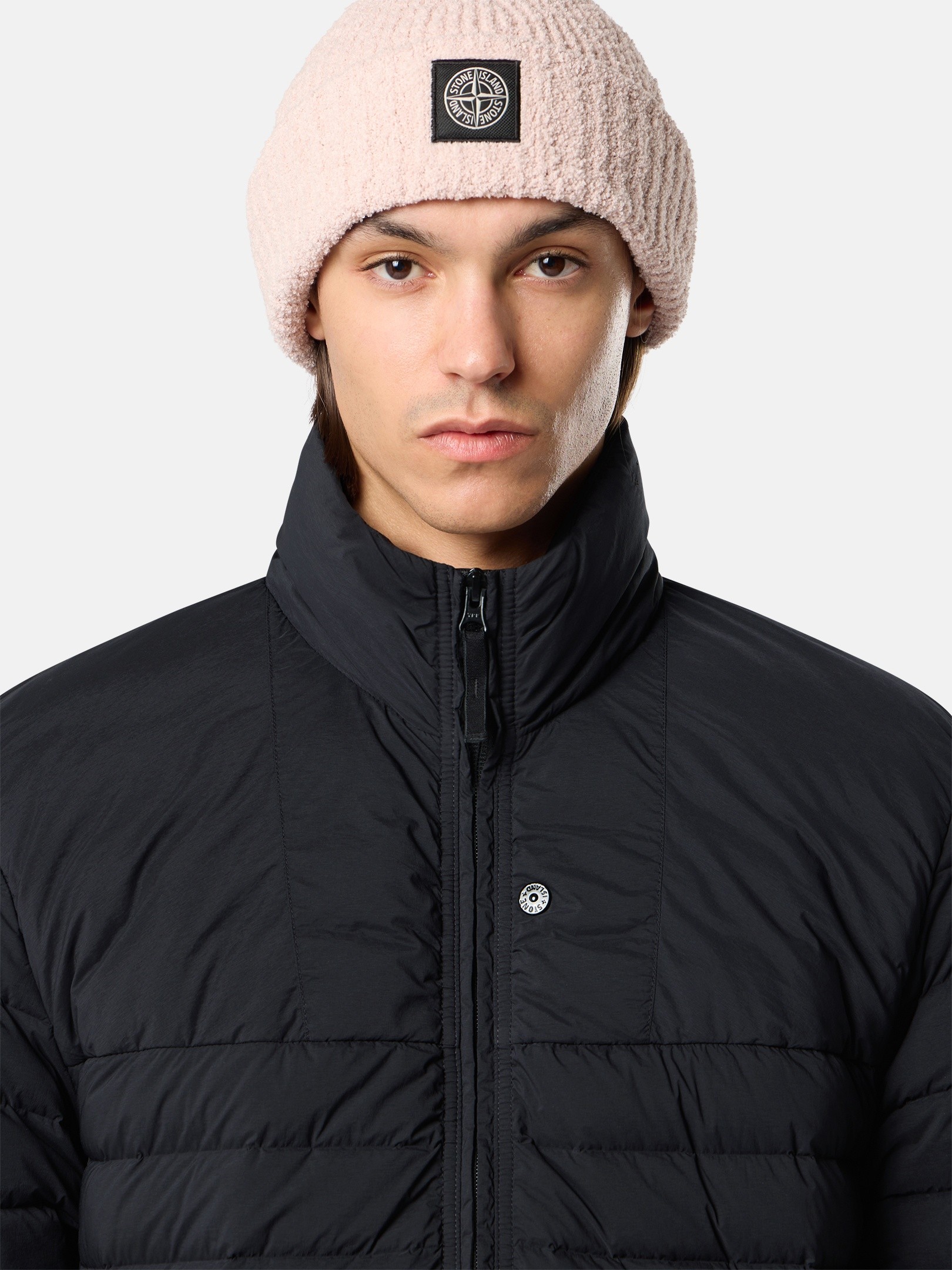 Black Stand collar down jacket with anti-drop finish 4100067