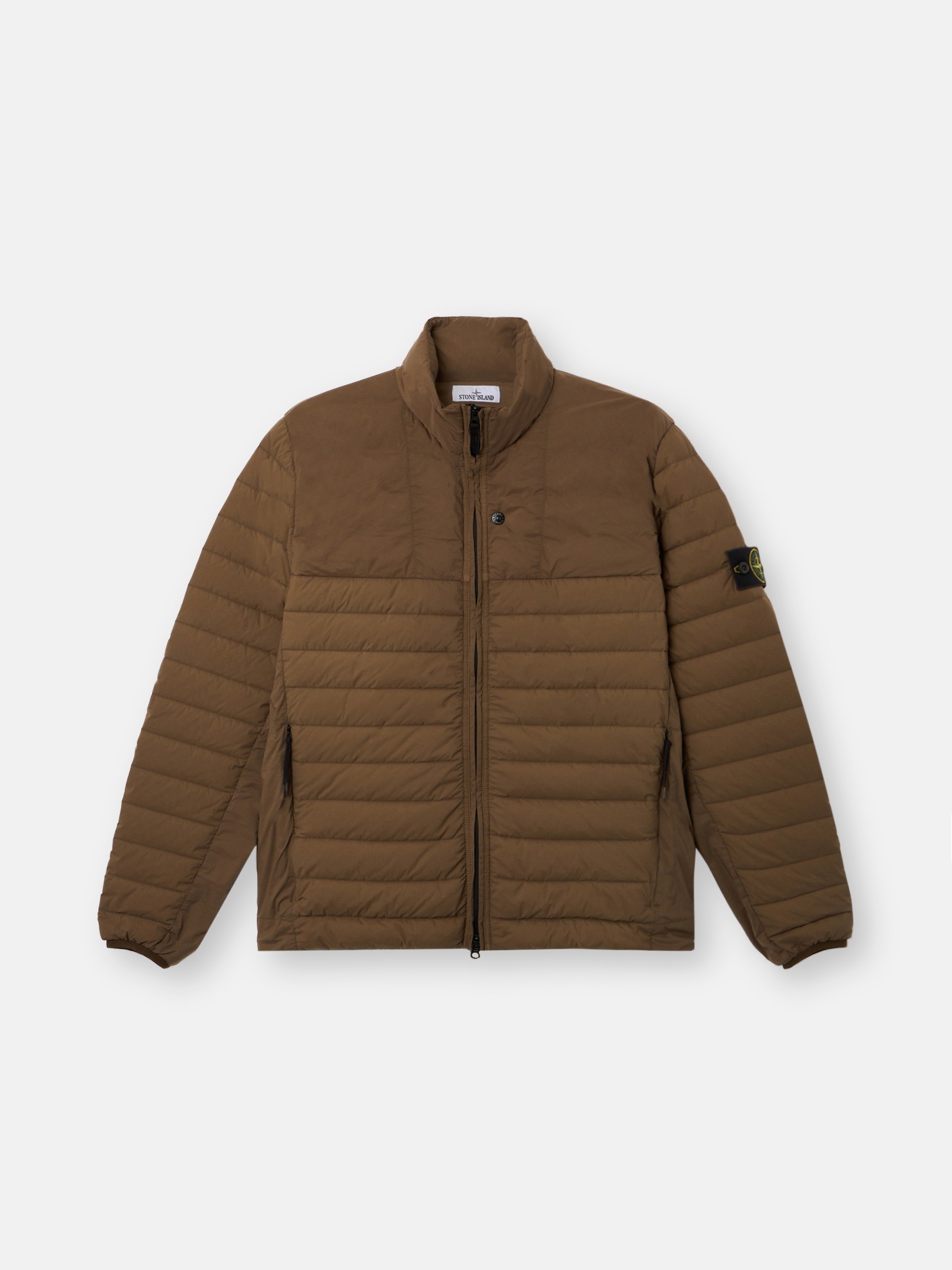 ストーンアイランド ブラウン ミリタリージャケットビンテージ Military Green Stand collar down jacket with anti-drop finish
