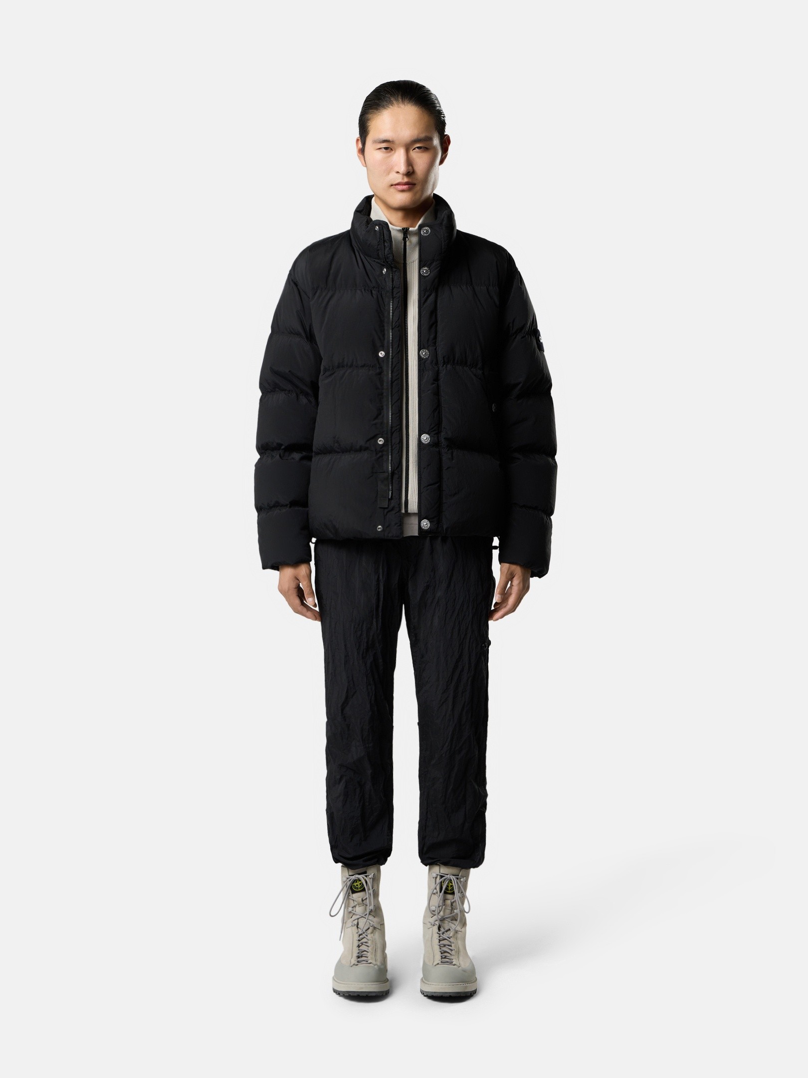 STONE コート Black Stand collar down jacket 4100078 NYLON METAL IN ECONYL