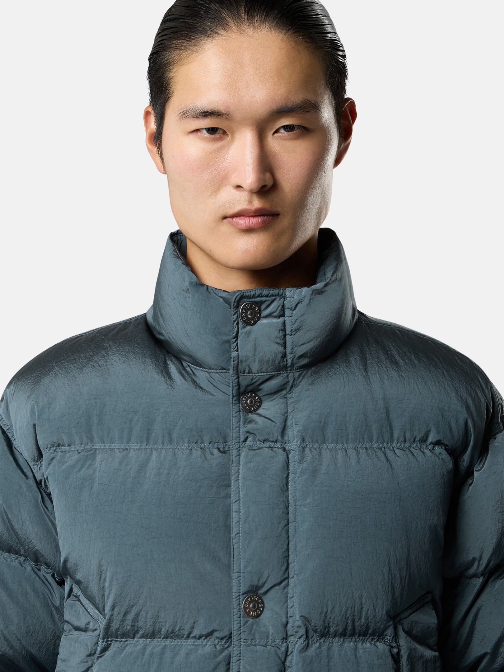 Steel Blue Stand collar down jacket 4100078 NYLON METAL IN ECONYL