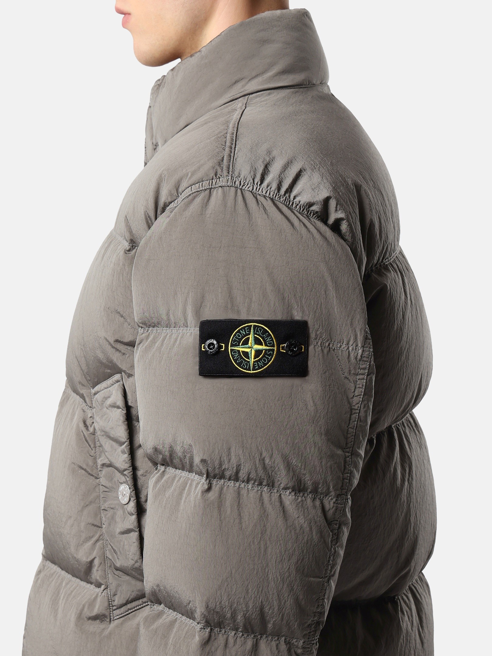 Grey Stand collar down jacket 4100078 NYLON METAL IN ECONYL