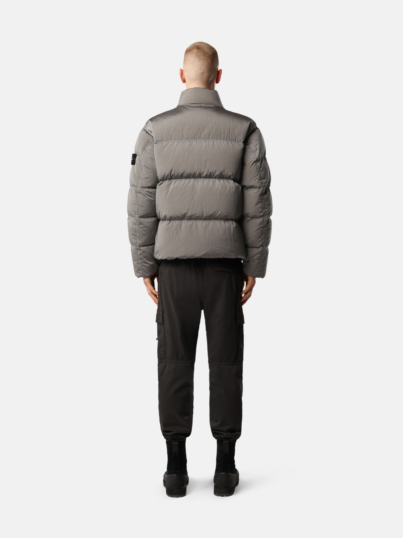 Grey Stand collar down jacket 4100078 NYLON METAL IN ECONYL