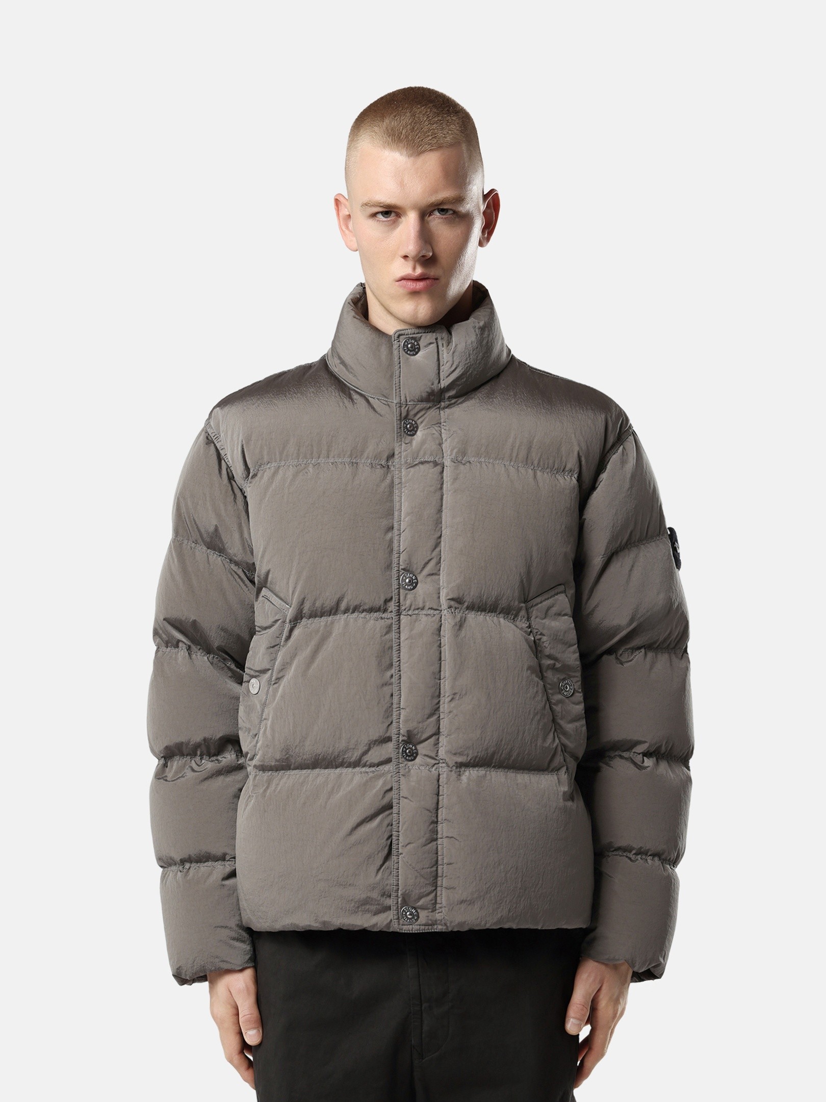 STONE コート Grey Stand collar down jacket 4100078 NYLON METAL IN ECONYL