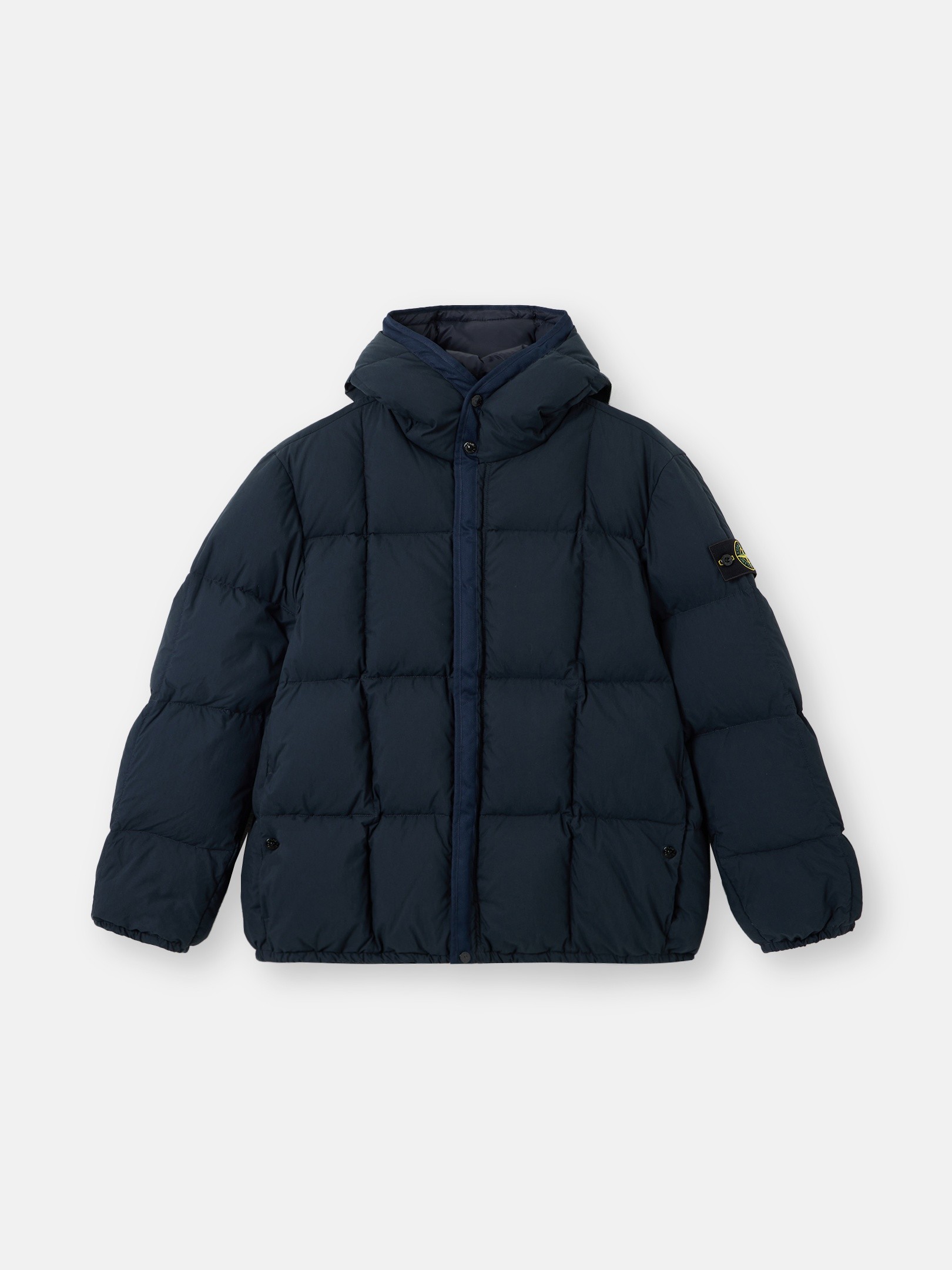 Navy Blue Hooded down jacket with wind resistance 4100083 COTTON