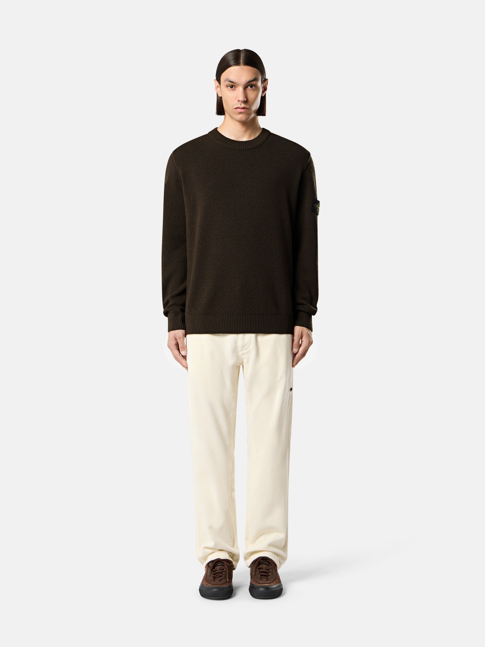 Coal Gray Loose-fit crewneck sweater with ribbed trims 5100011