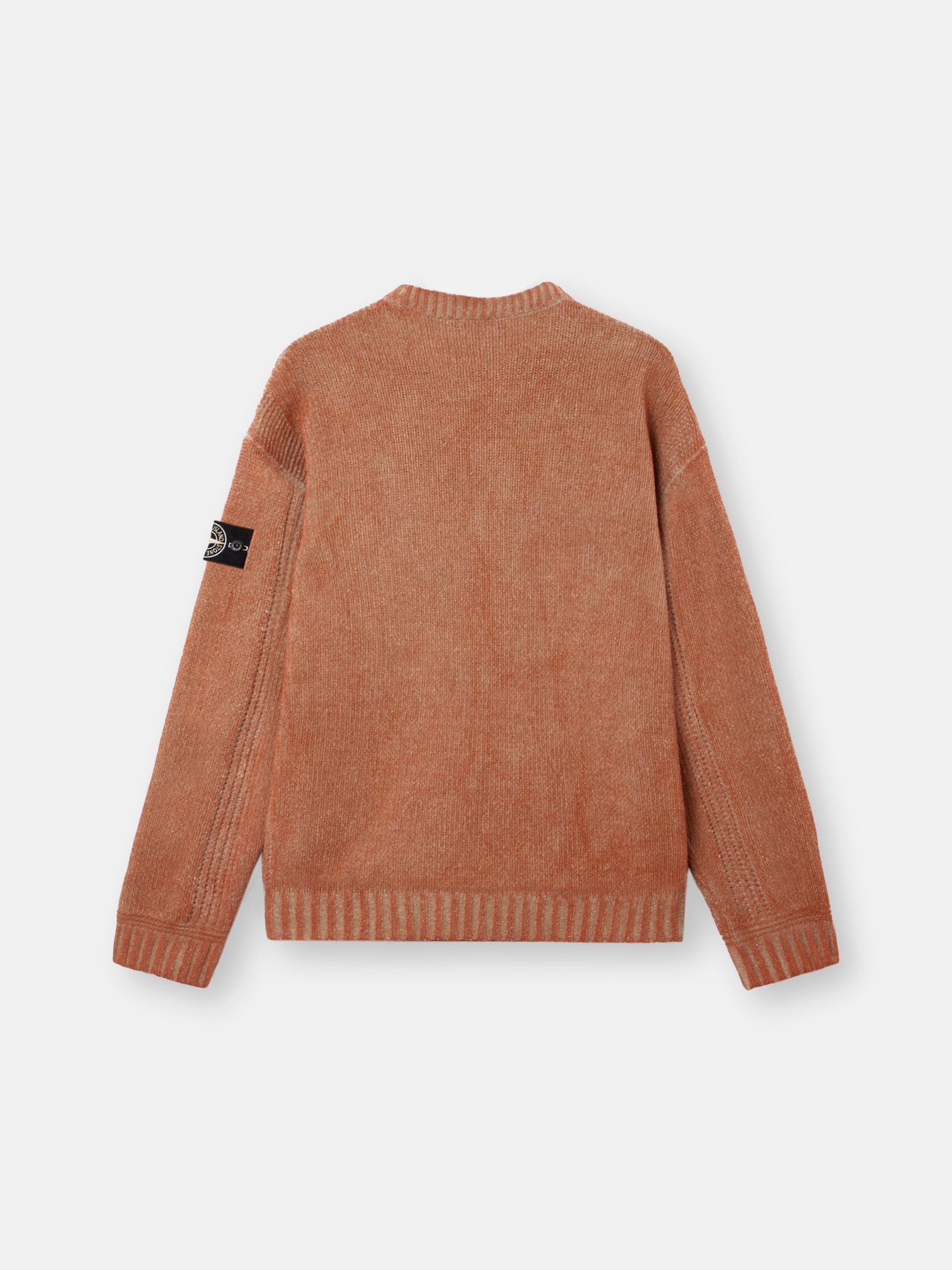 Burnt Orange Loose-fit crewneck sweater with contrast stitch