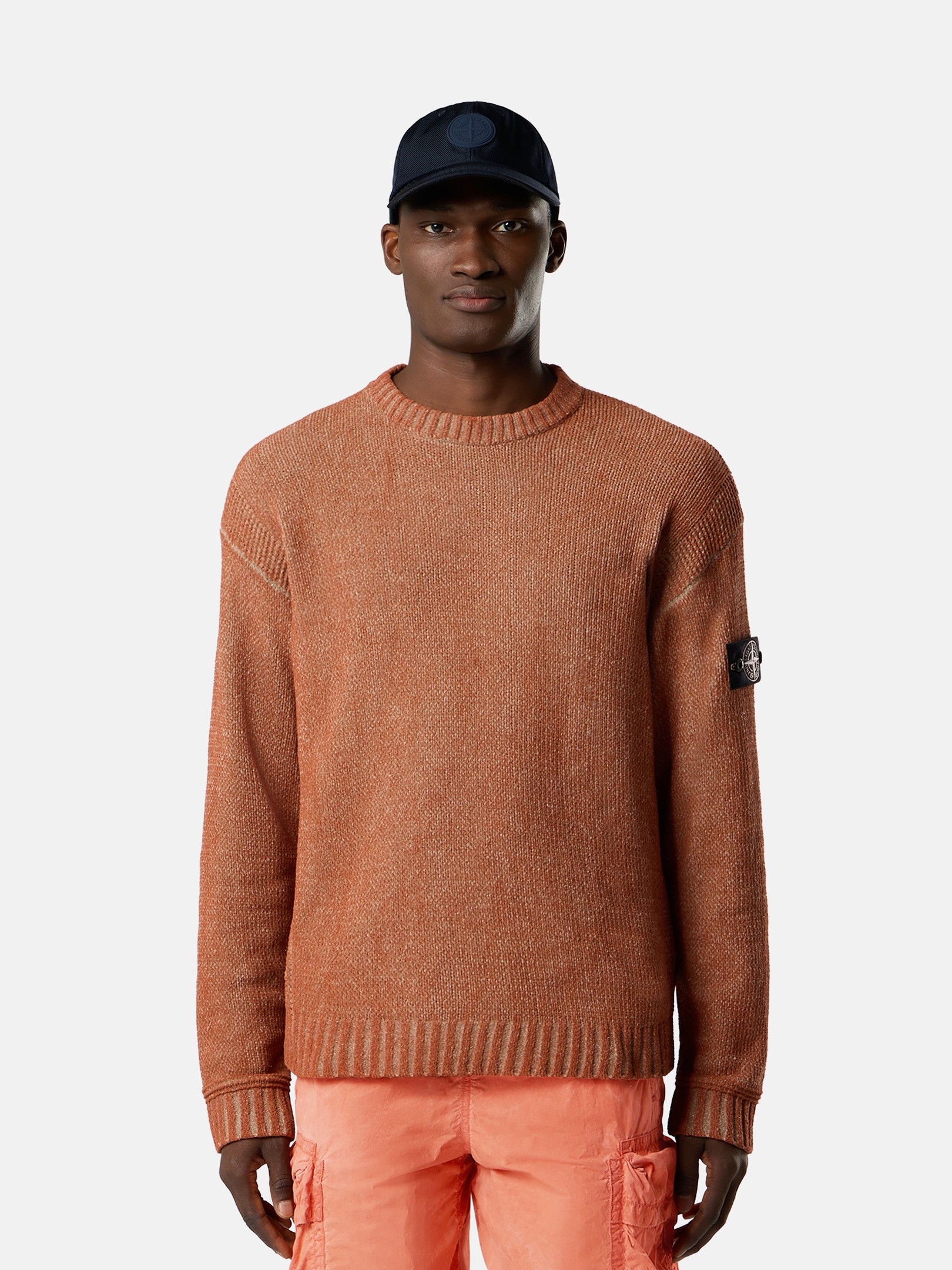 ぬ*ん様 確実正規品　00s stone  knit sweater Burnt Orange Loose-fit crewneck sweater with contrast stitch
