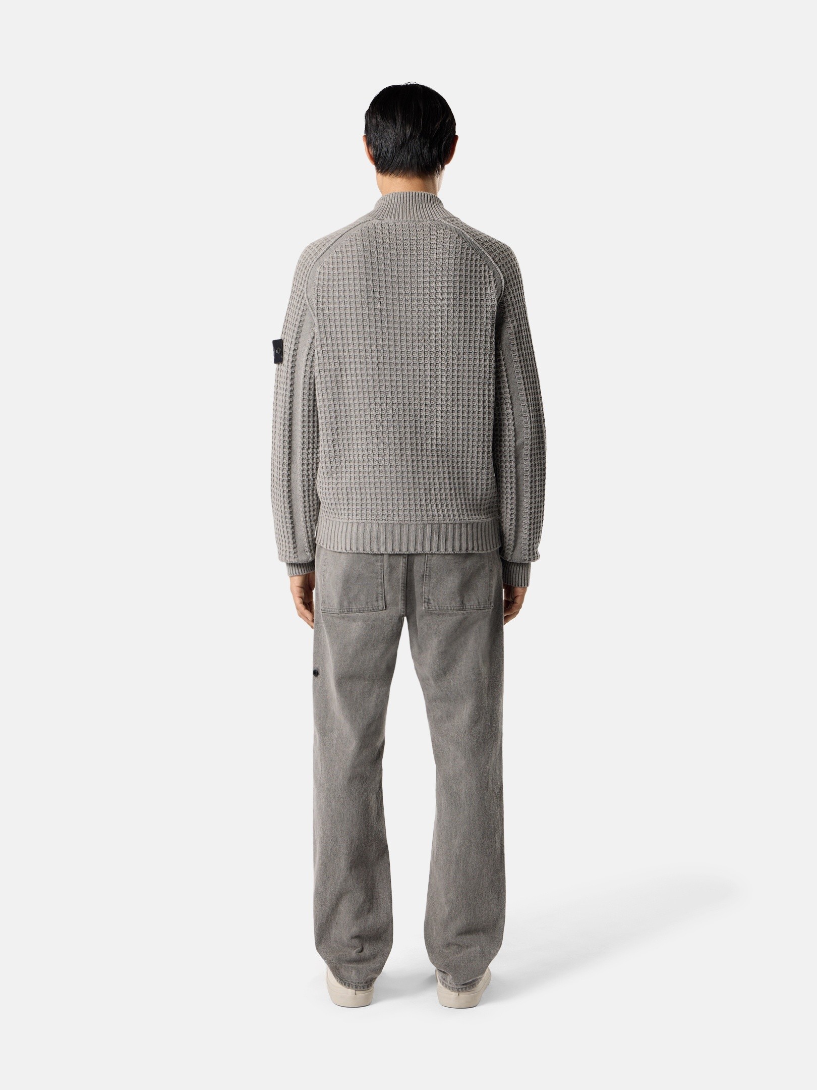 Grey Loose-fit zip-up sweater with stand collar 5100034 MINERAL