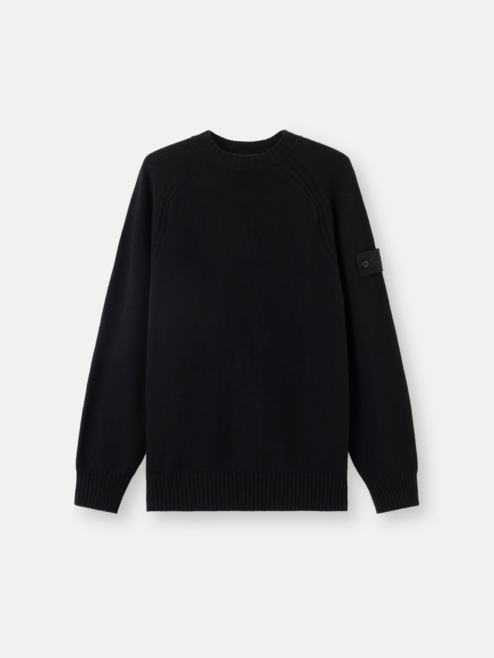 STONE  ghost ライトニット　セーター　ブラック　L Black Regular-fit crewneck jumper with raglan sleeves 5100036