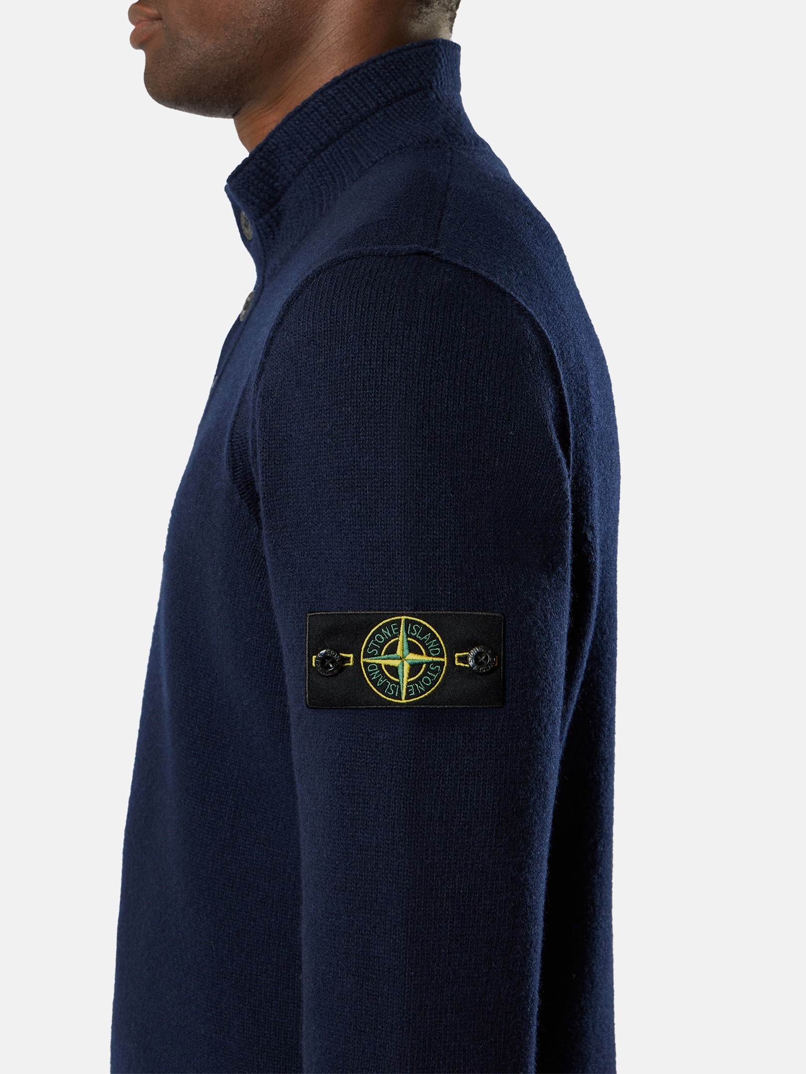 Navy Blue Regular-fit half-zip sweater with button placket 5100040