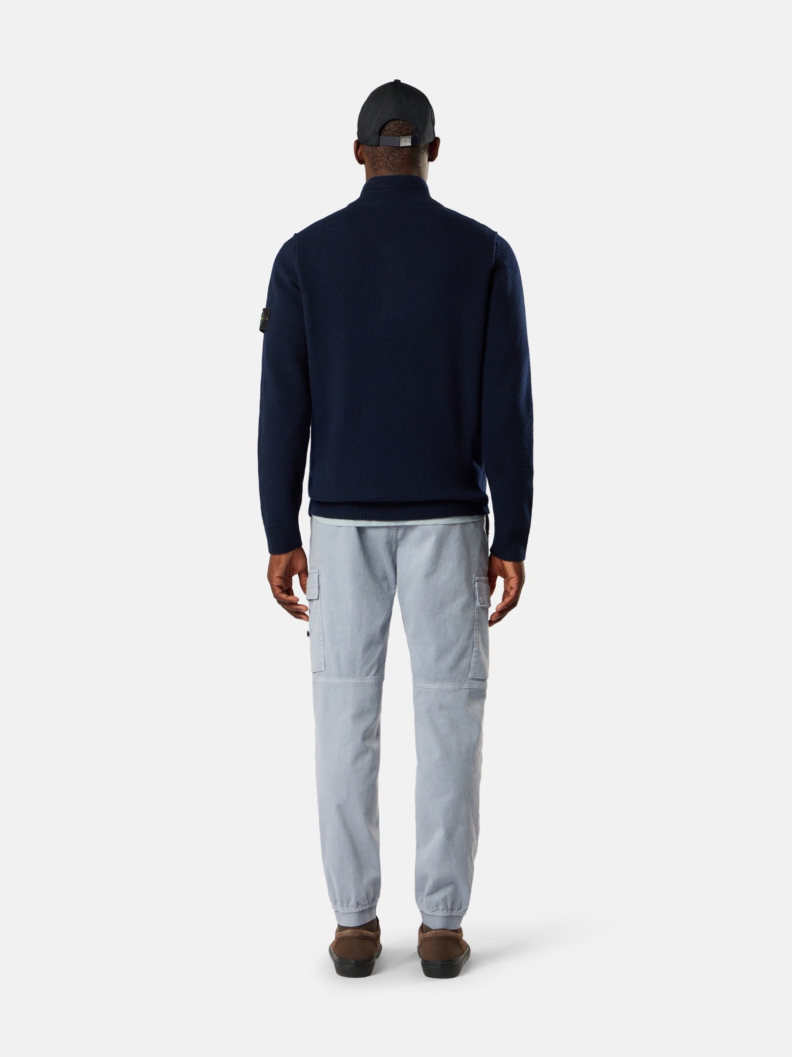 Navy Blue Regular-fit half-zip sweater with button placket 5100040