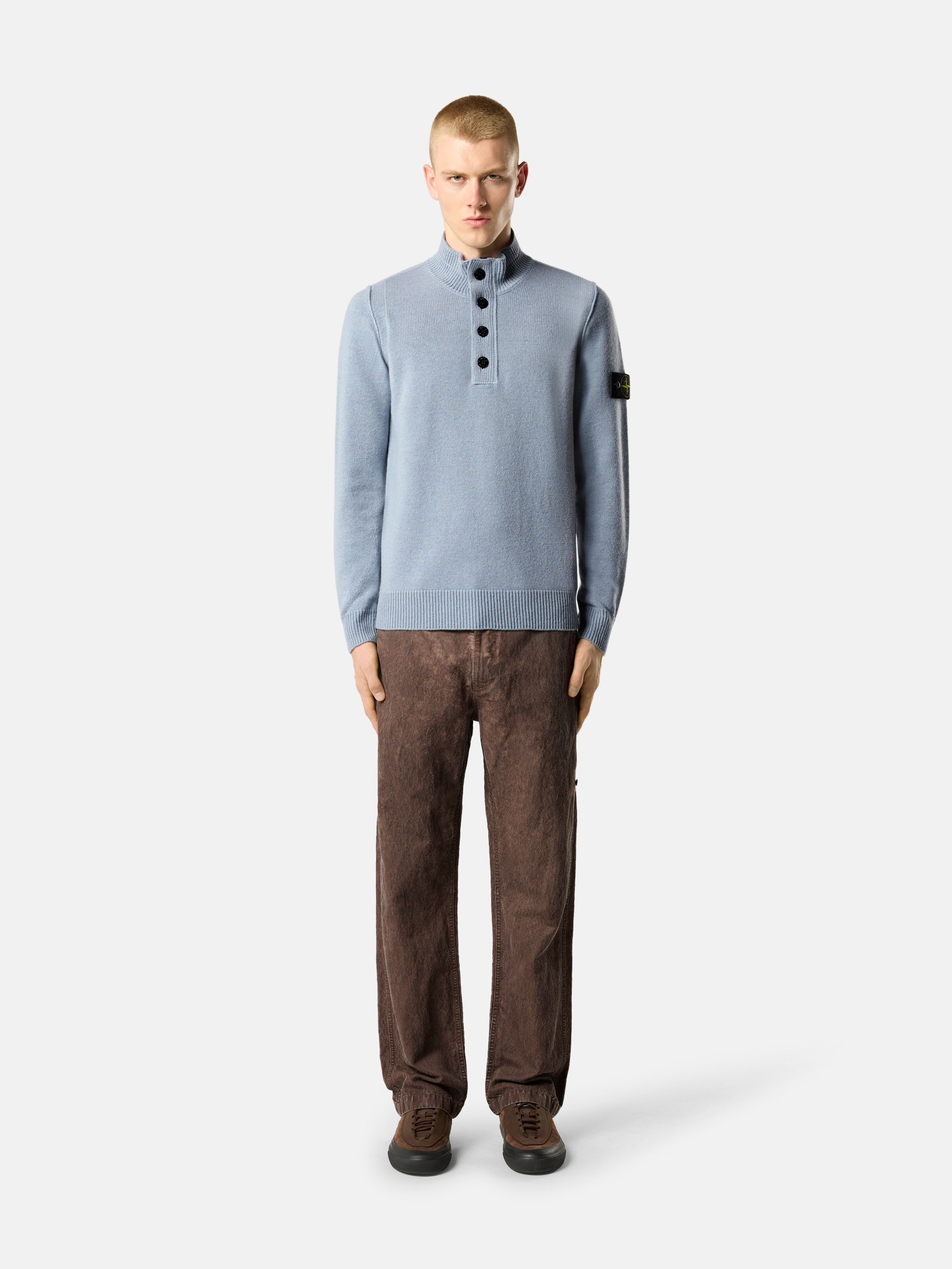 Ash Grey Regular-fit half-zip jumper with button placket 5100040