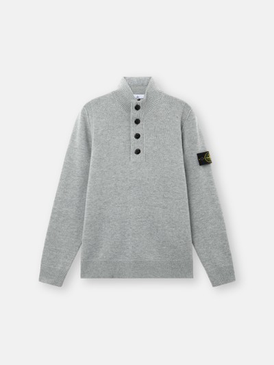 Grey Melange Regular-fit half-zip jumper with button placket