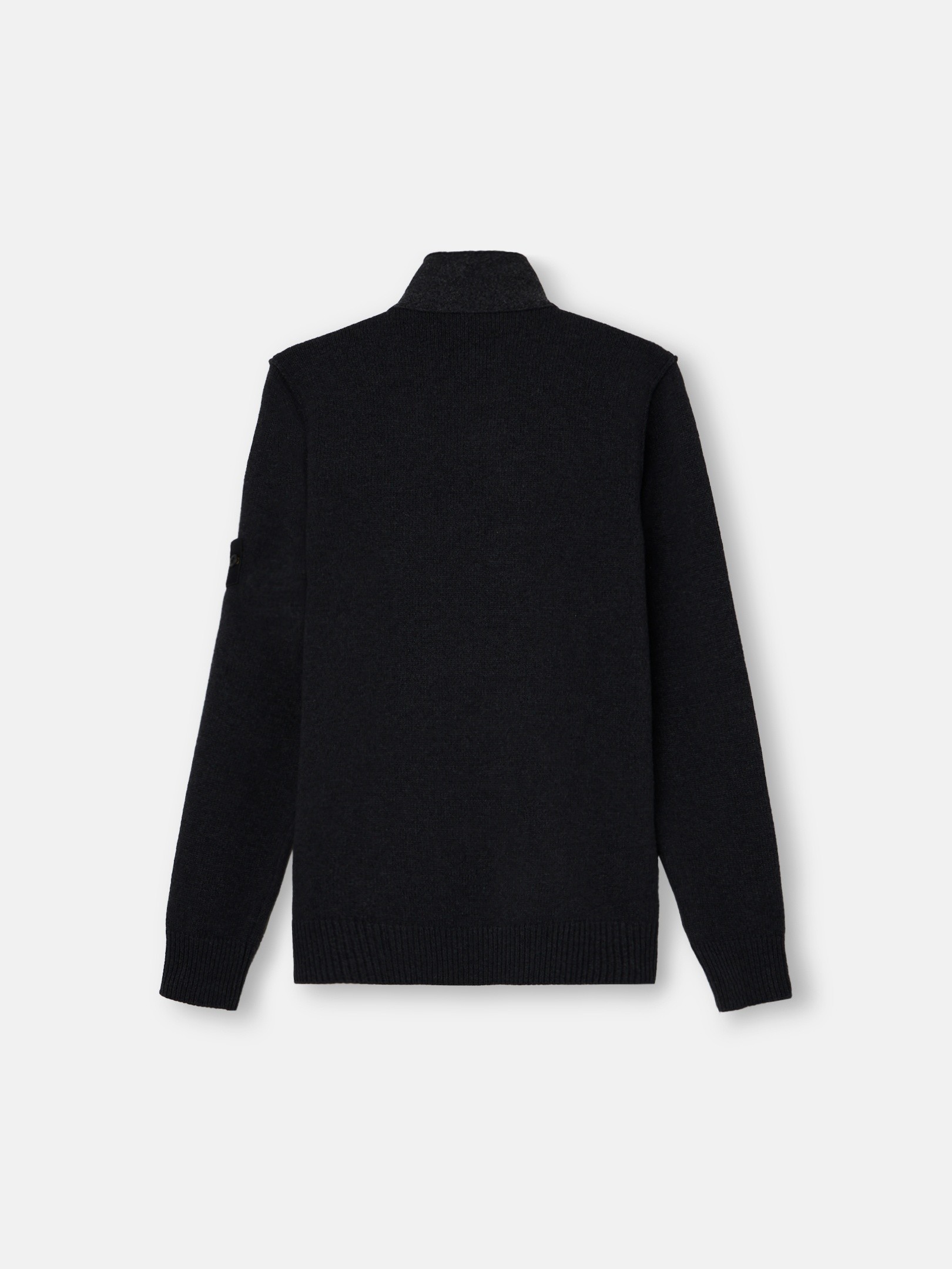 Black Regular-fit zip-up sweater with button placket 5100047