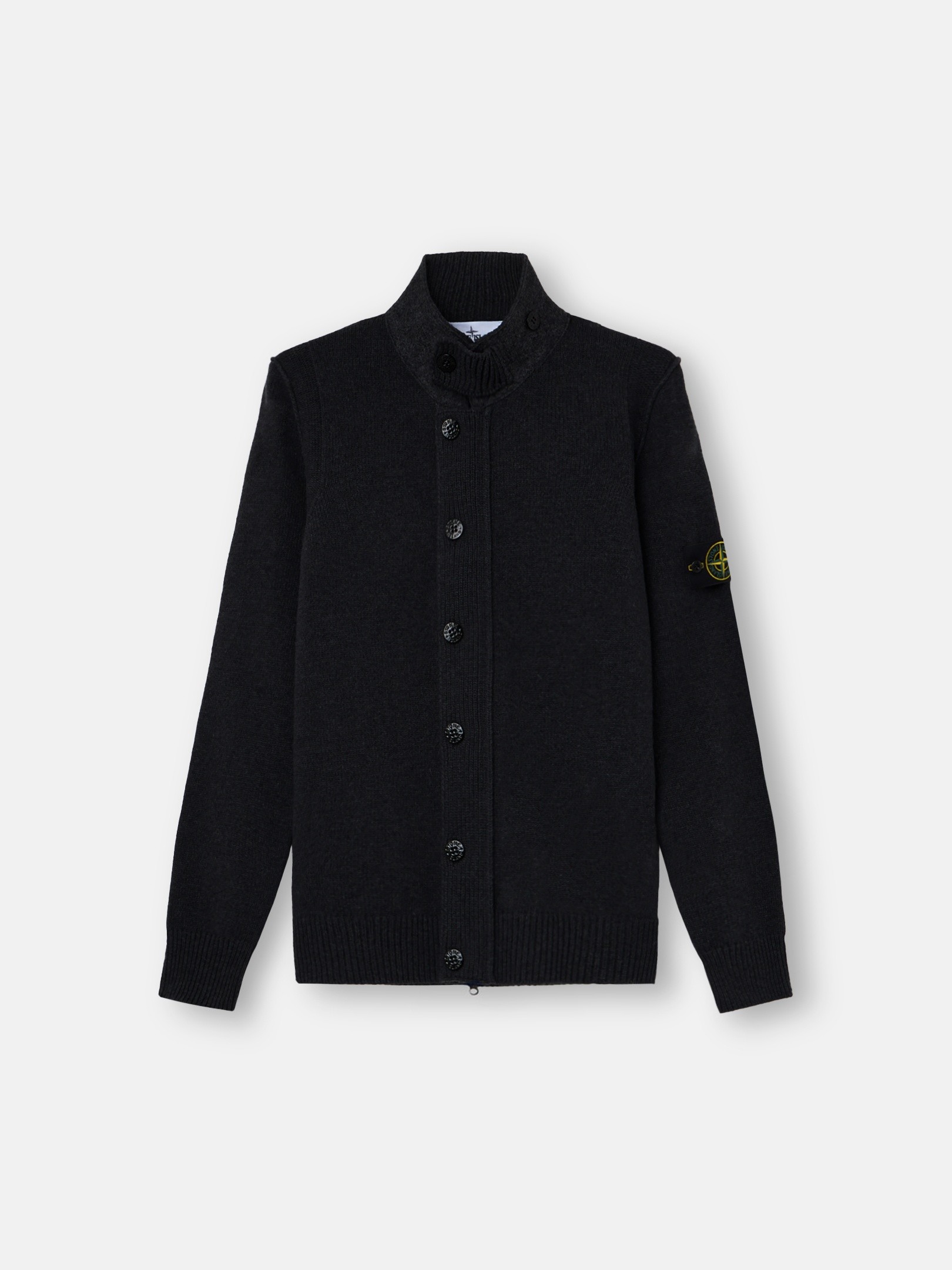 Black Regular-fit zip-up sweater with button placket 5100047