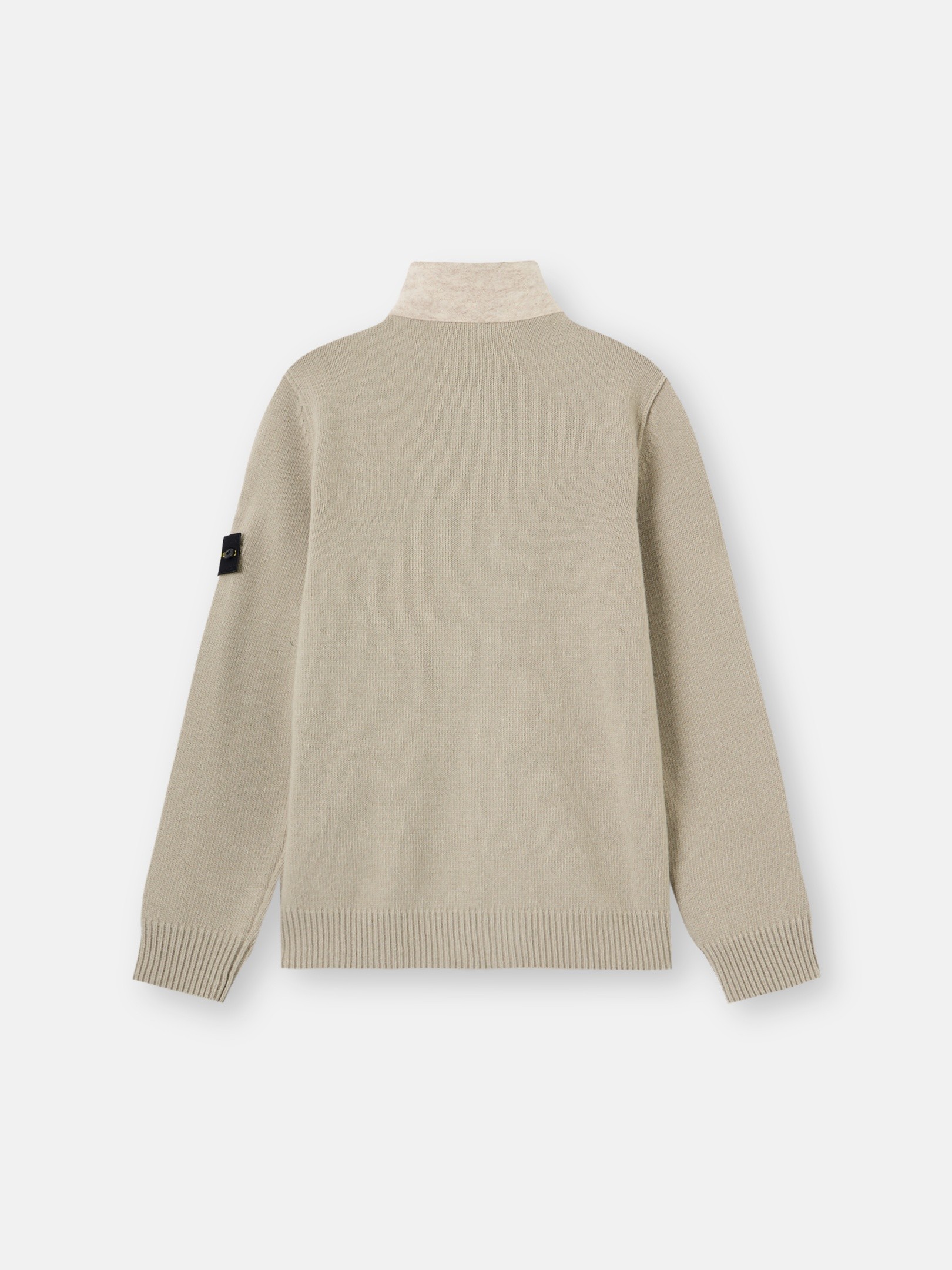 Sand Regular-fit zip-up sweater with button placket 5100047
