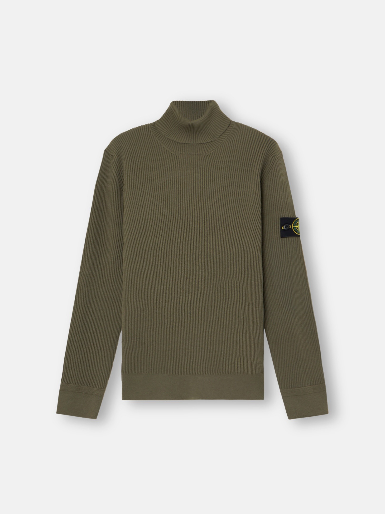 Military Green Regular-fit turtleneck sweater with fine-ribbed