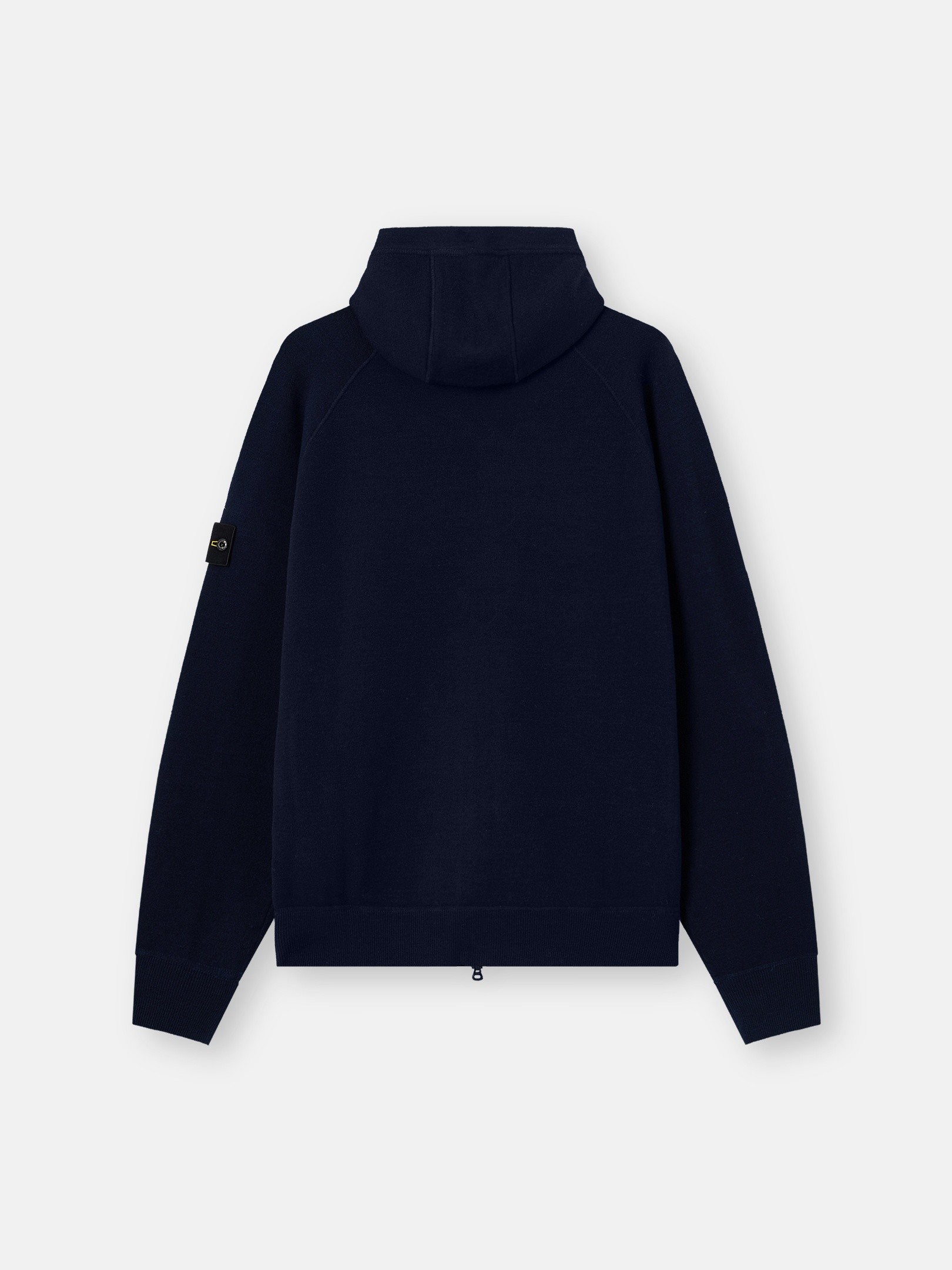 Navy Blue Loose-fit hooded zip-up sweater with raglan sleeves