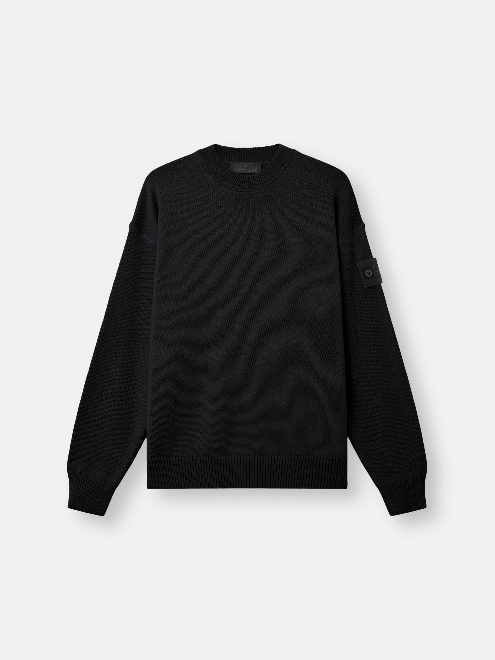 Black Regular-fit crewneck jumper with ribbed trims 5100063 COTTON