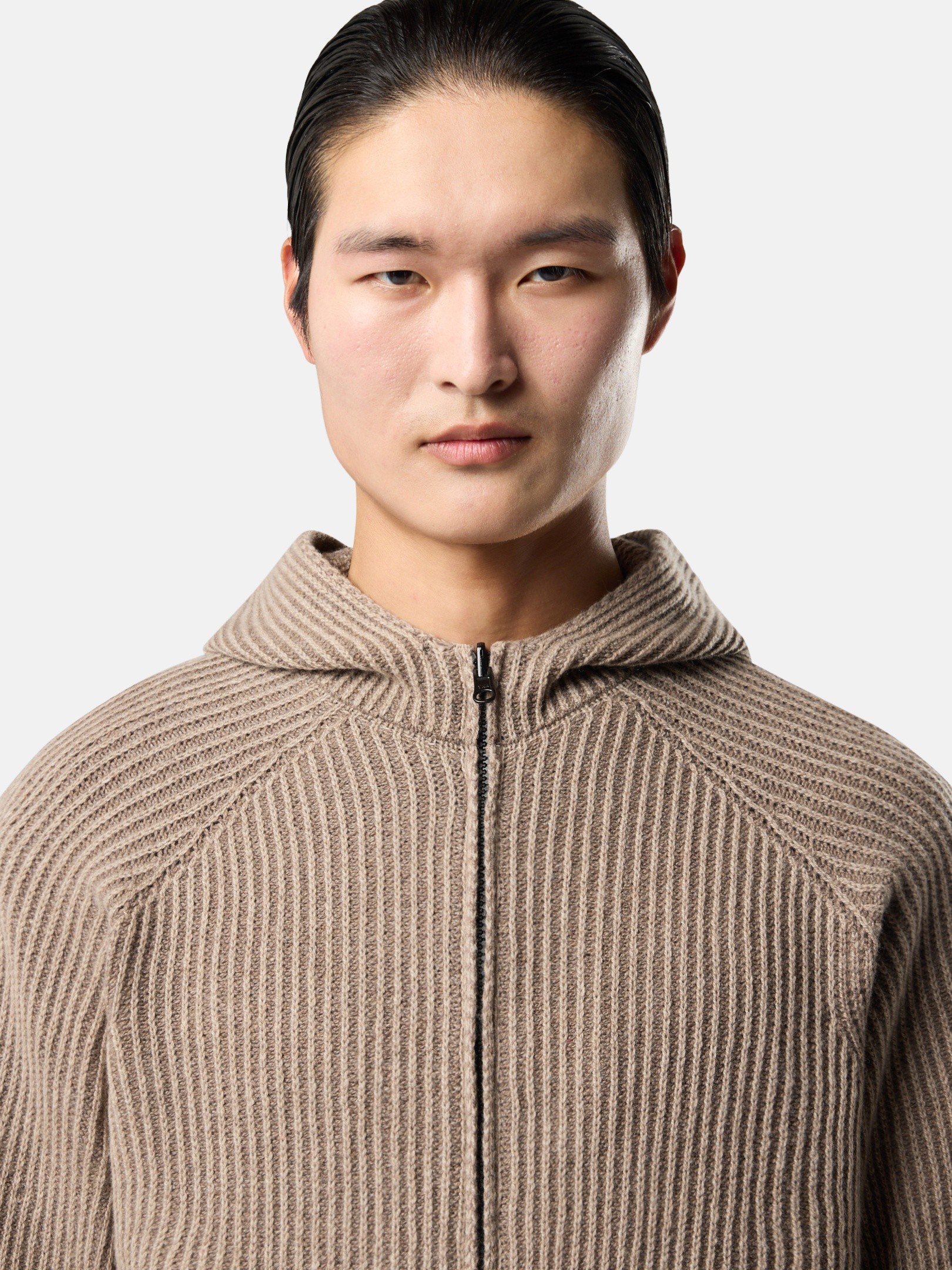 Biscuit Regular-fit hooded zip-up sweater with raglan sleeves