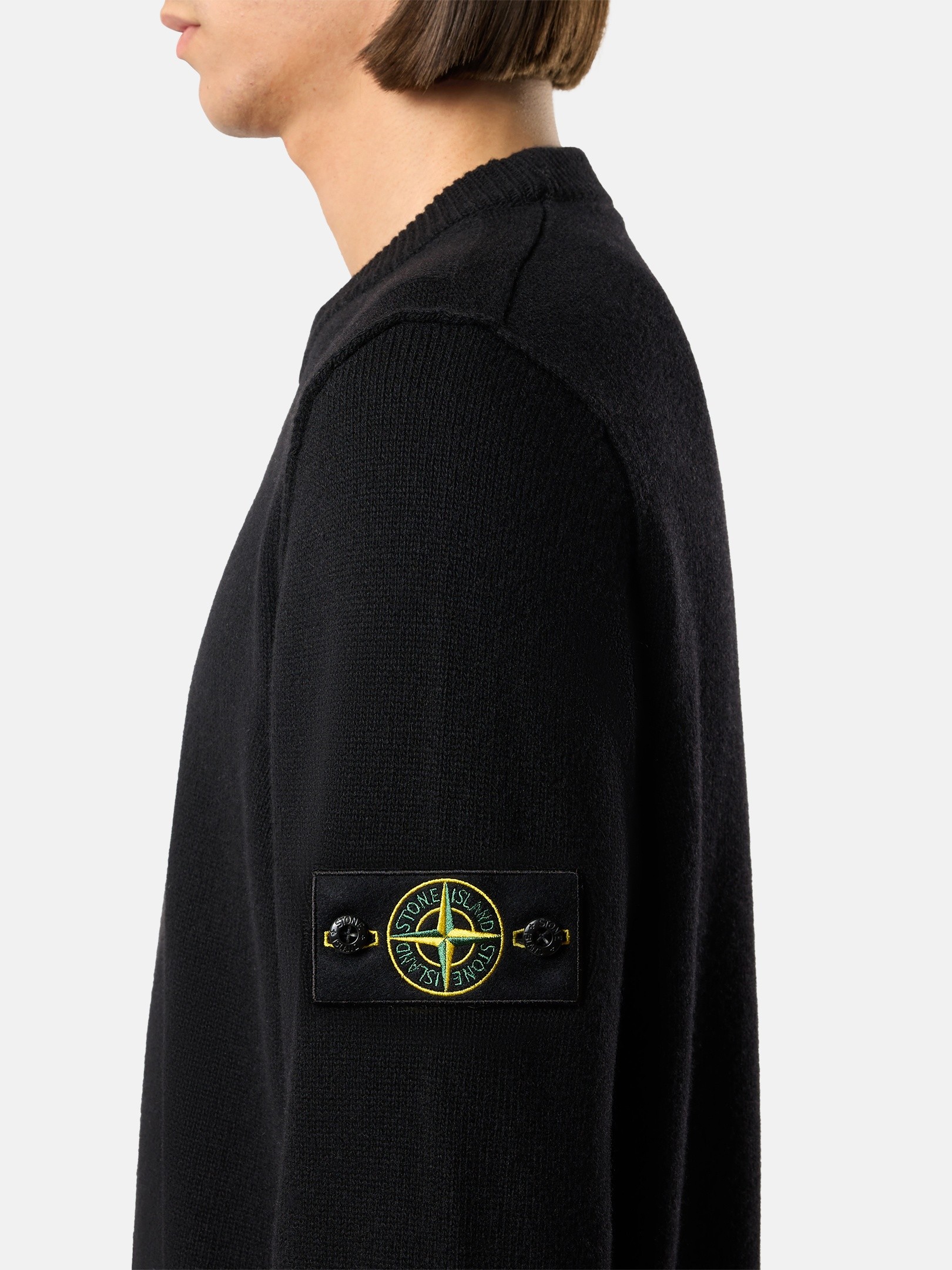 Black Regular-fit crewneck sweater with ribbed trims 5100072