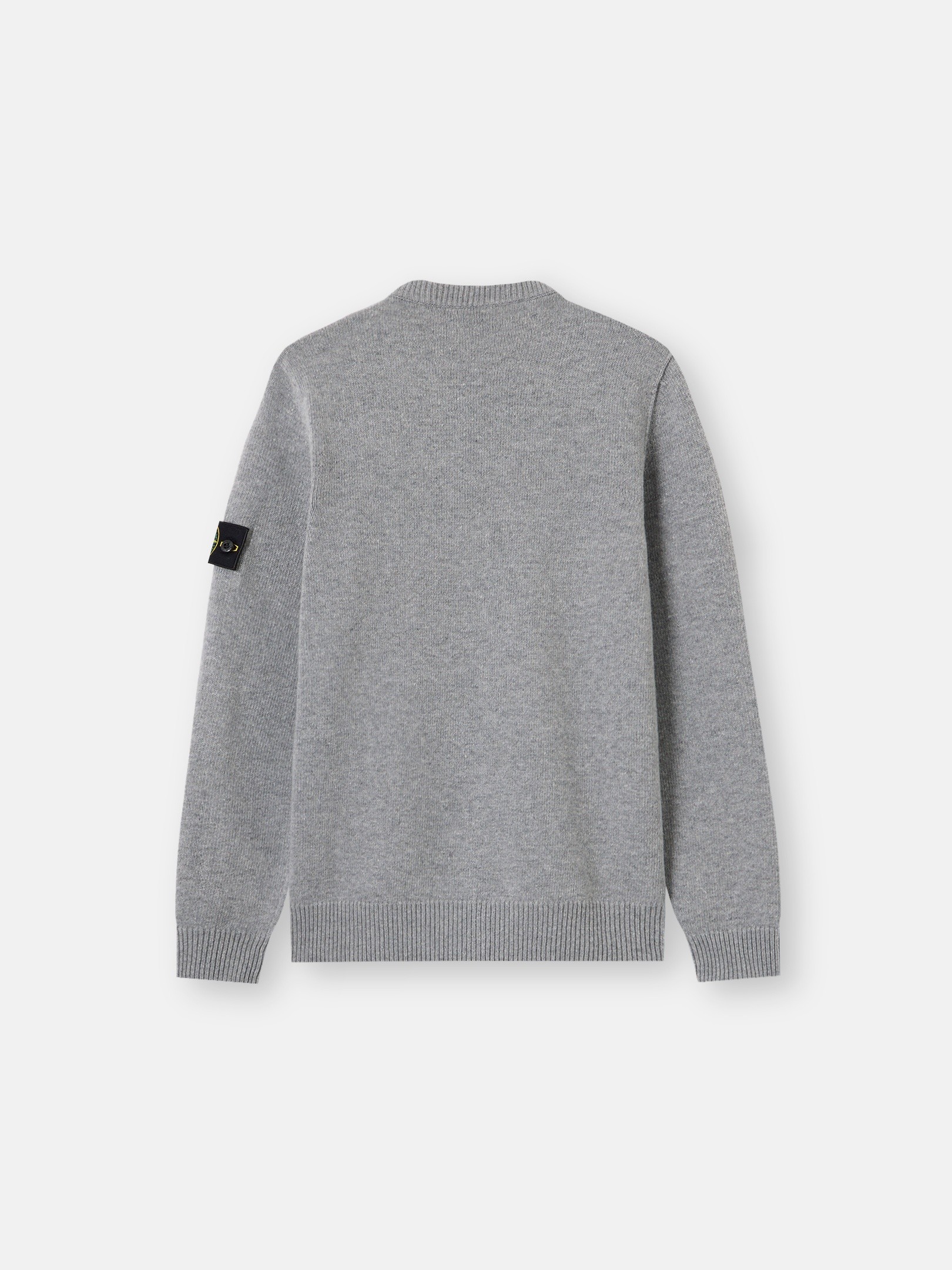 Gray Melange Regular-fit crewneck sweater with ribbed trims