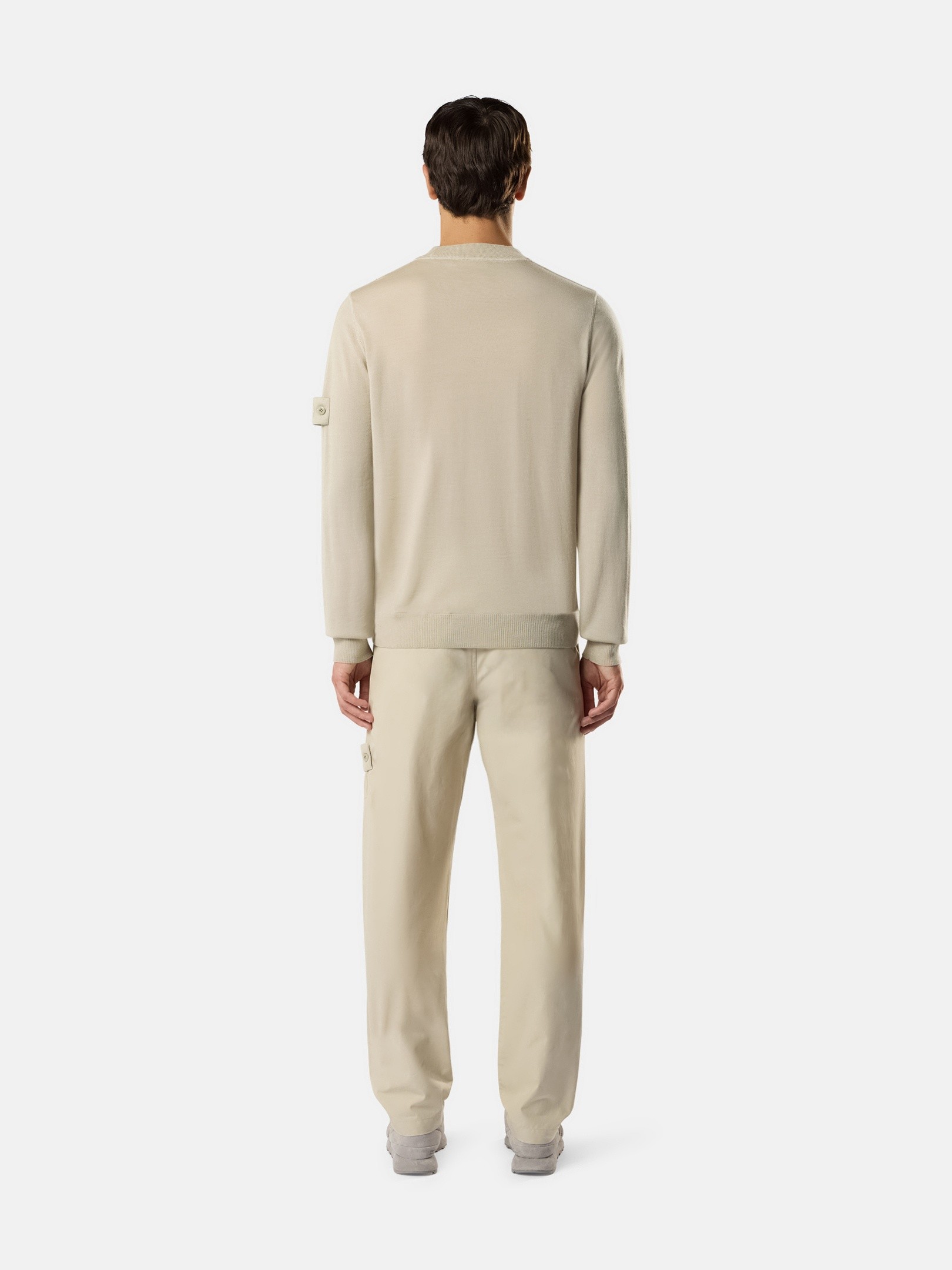 Beige Regular-fit crewneck sweater with ribbed trims 5100074 LIGHT