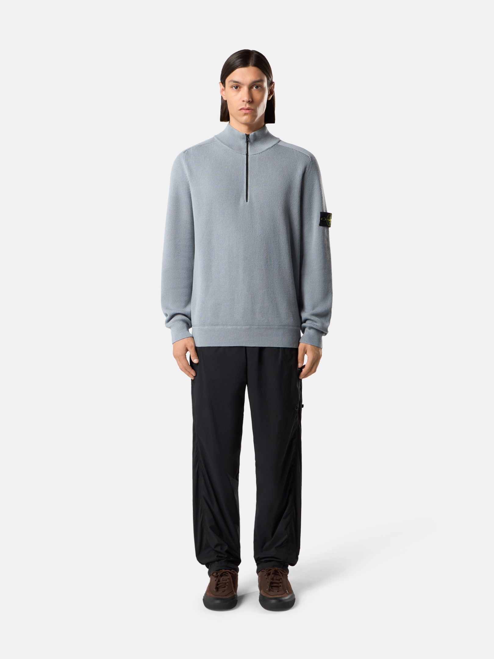 Ash Gray Regular-fit half-zipper sweater 5100124 RIBBED SOFT
