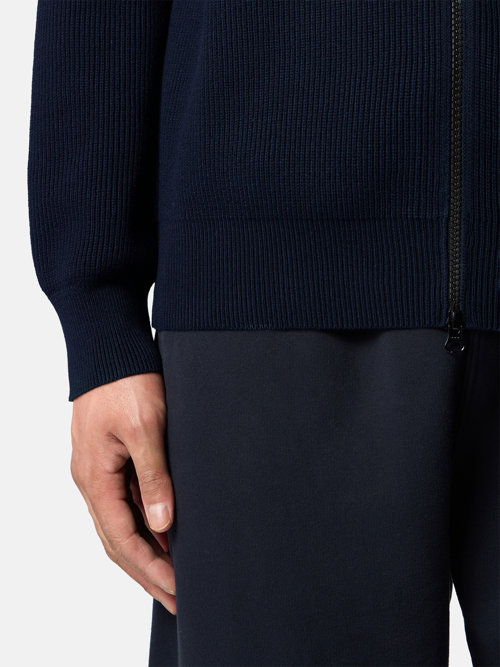 Navy Blue Regular-fit zip-up jumper 5100126 RIBBED SOFT ORGANIC
