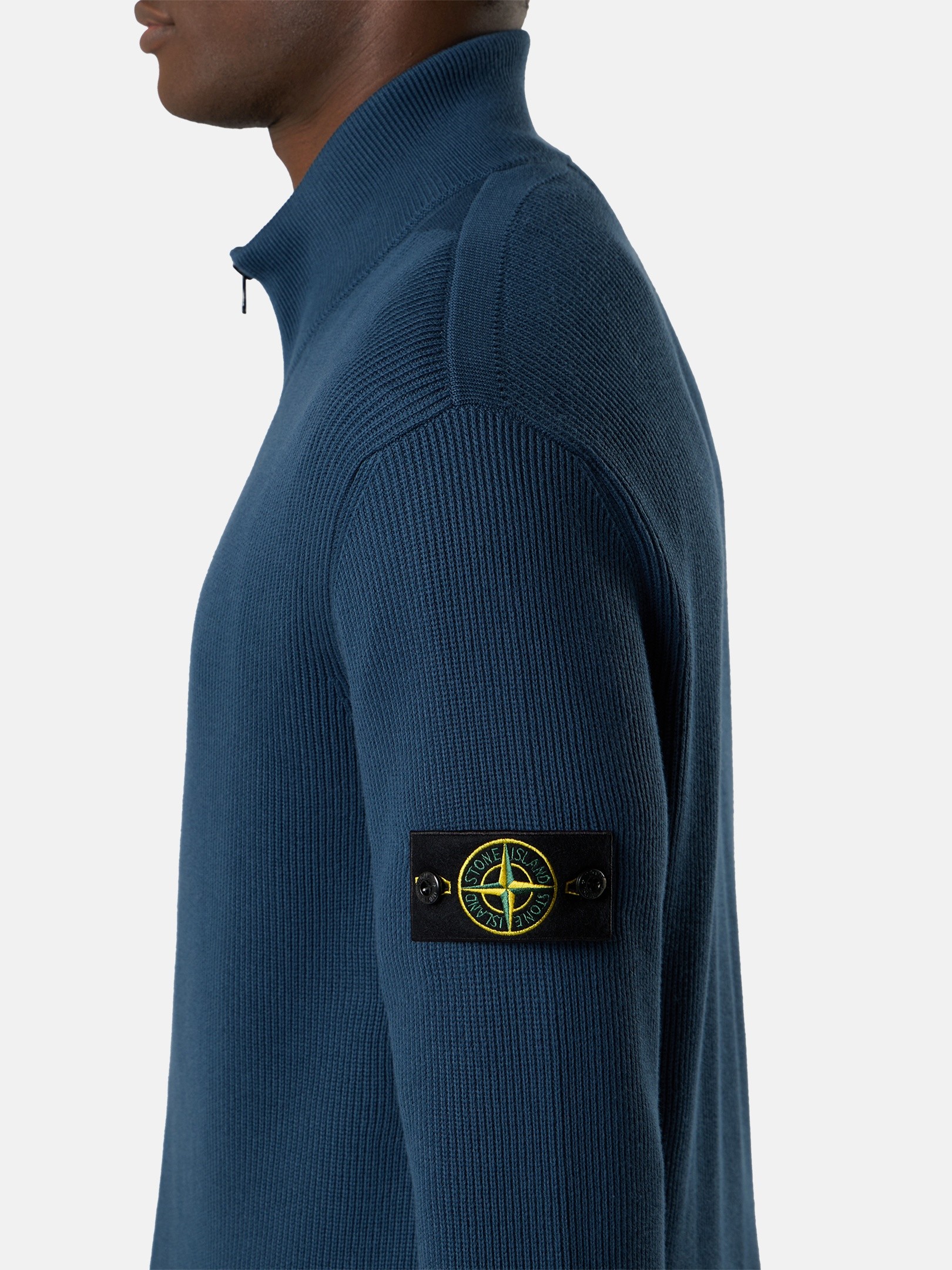 Slate Blue Regular-fit zipper-up sweater 5100126 RIBBED SOFT