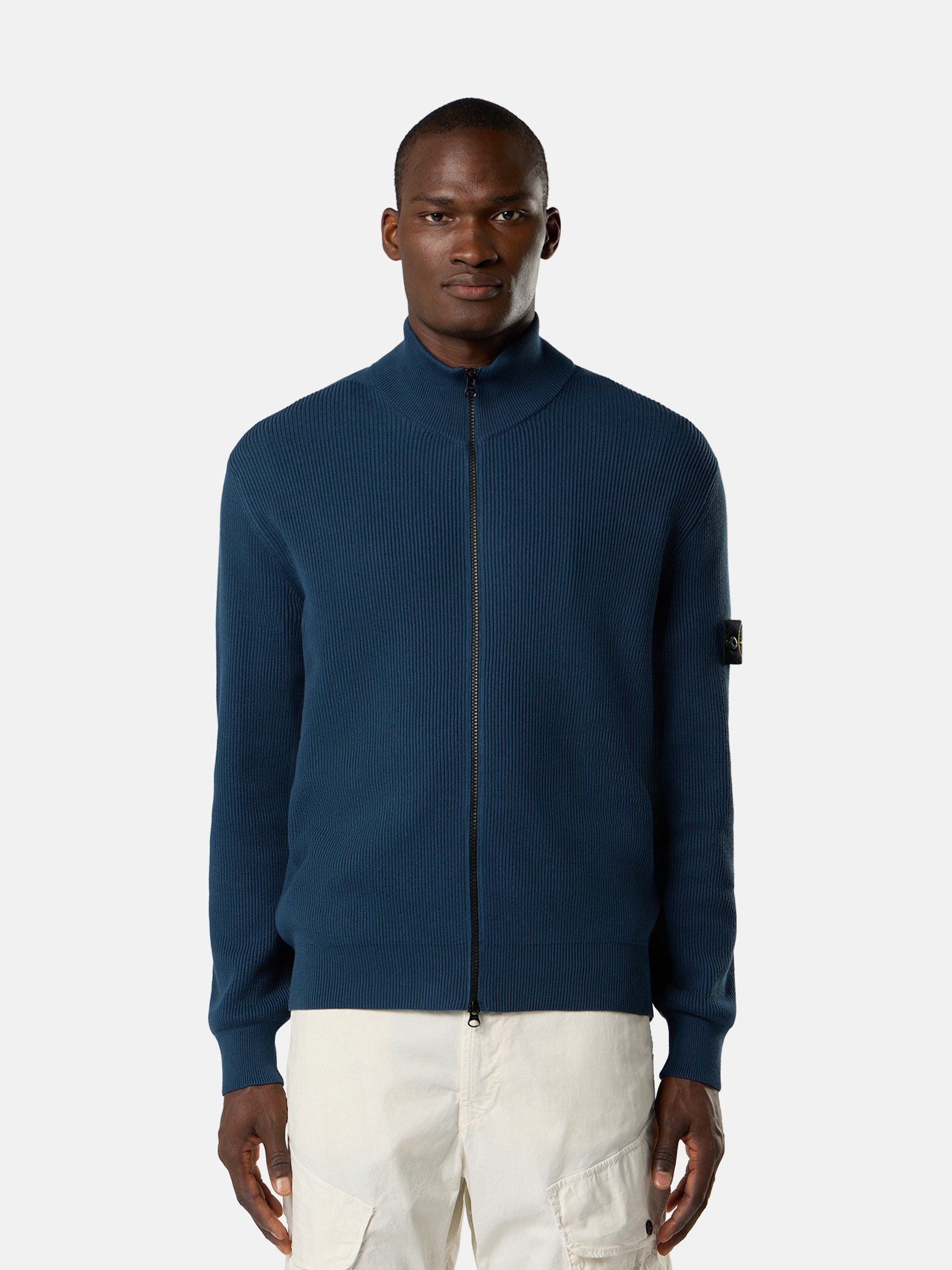 Slate Blue Regular-fit zipper-up sweater 5100126 RIBBED SOFT