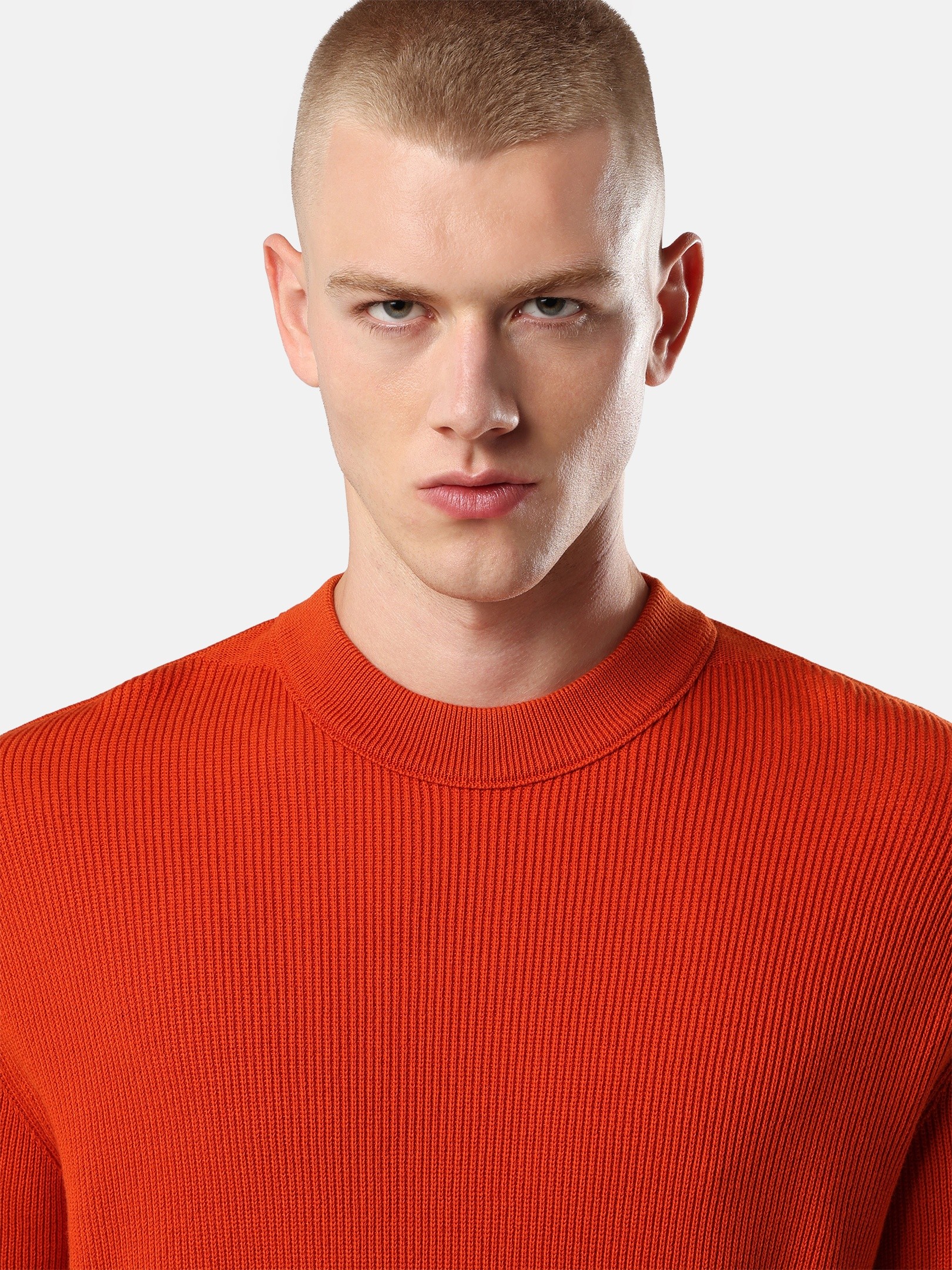 Burnt Orange Regular-fit crewneck sweater 5100154 RIBBED SOFT