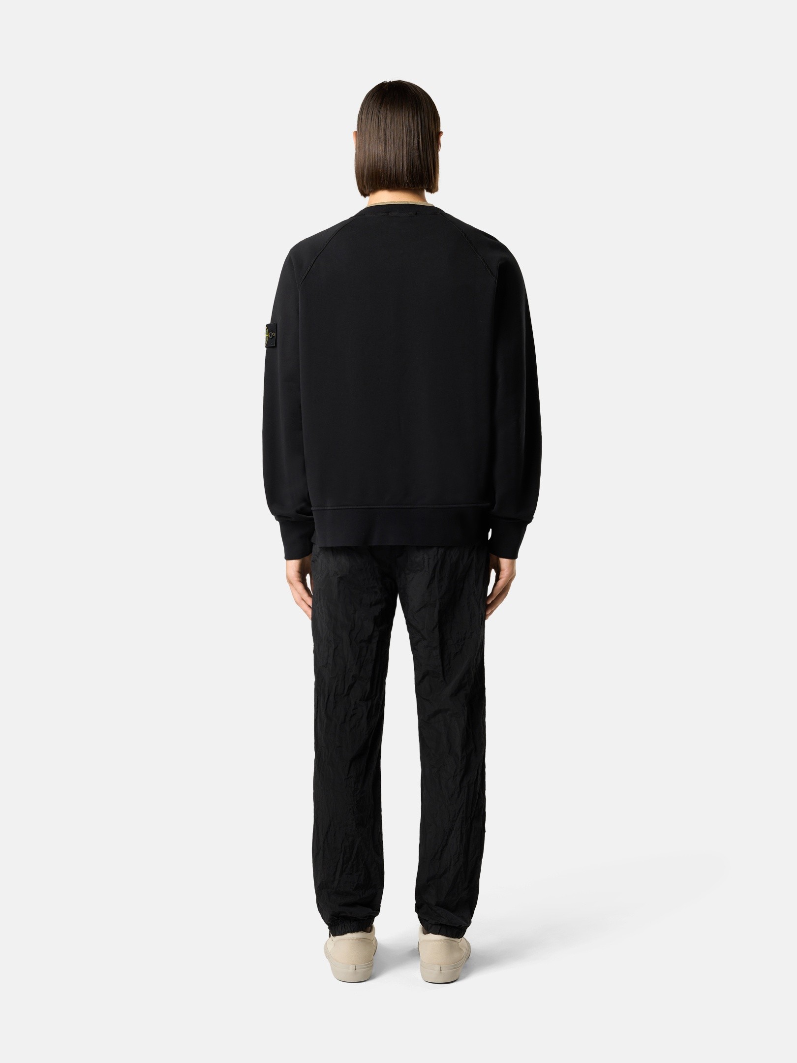 Black Oversized-fit crewneck sweatshirt with raglan sleeves