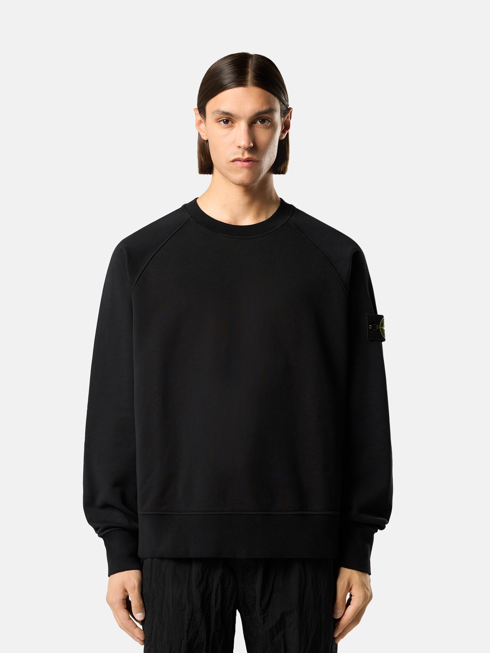 Black Oversized-fit crewneck sweatshirt with raglan sleeves
