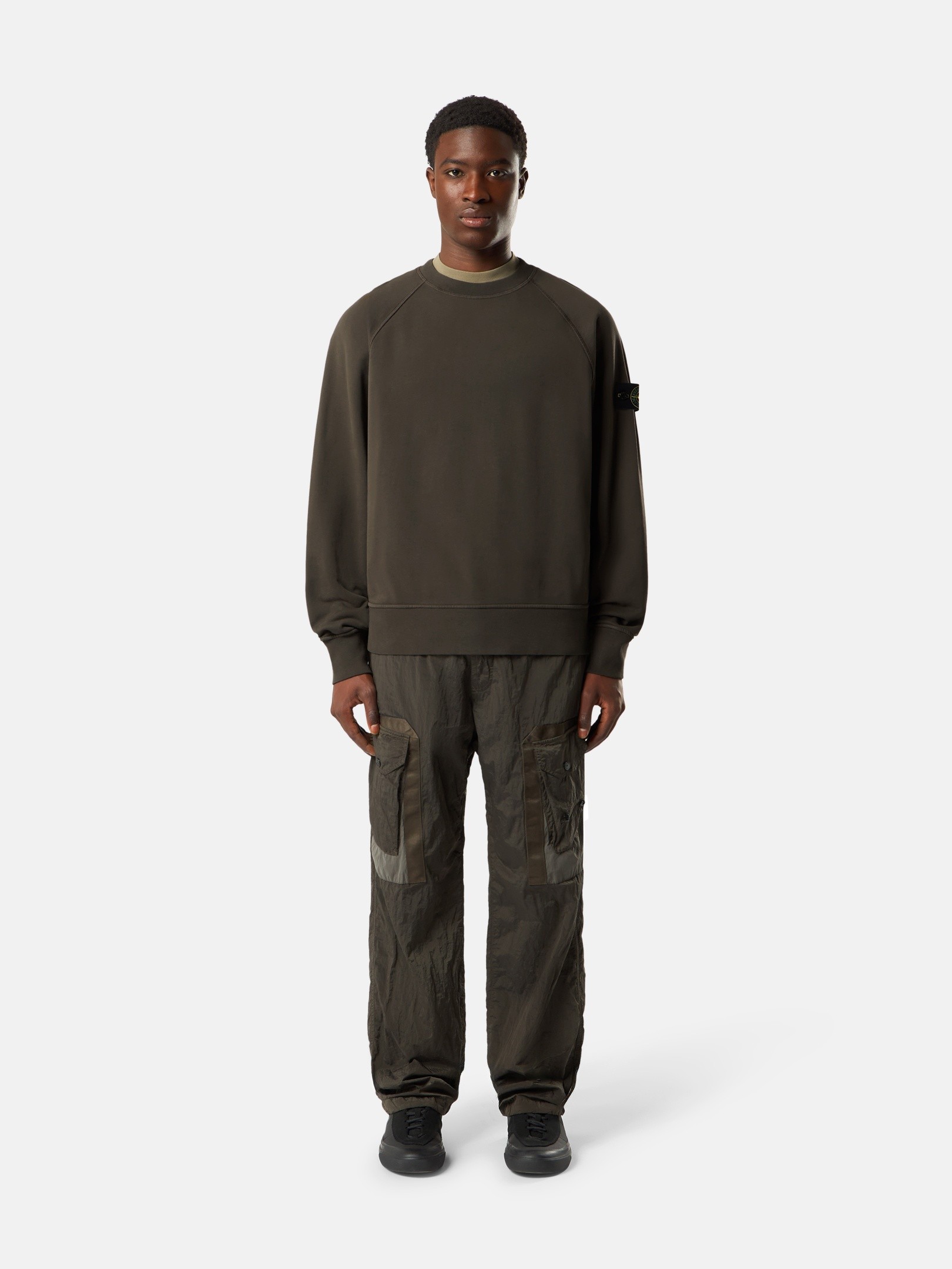 Coal Gray Oversized-fit crewneck sweatshirt with raglan sleeves