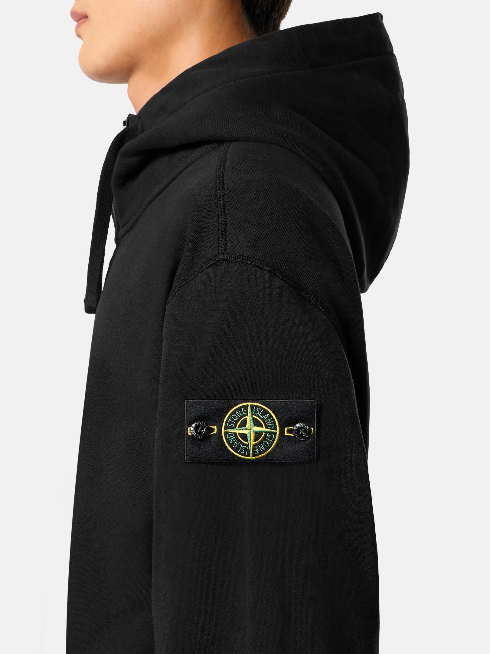 Black Oversized-fit zip-up hooded sweatshirt with pockets 6100009