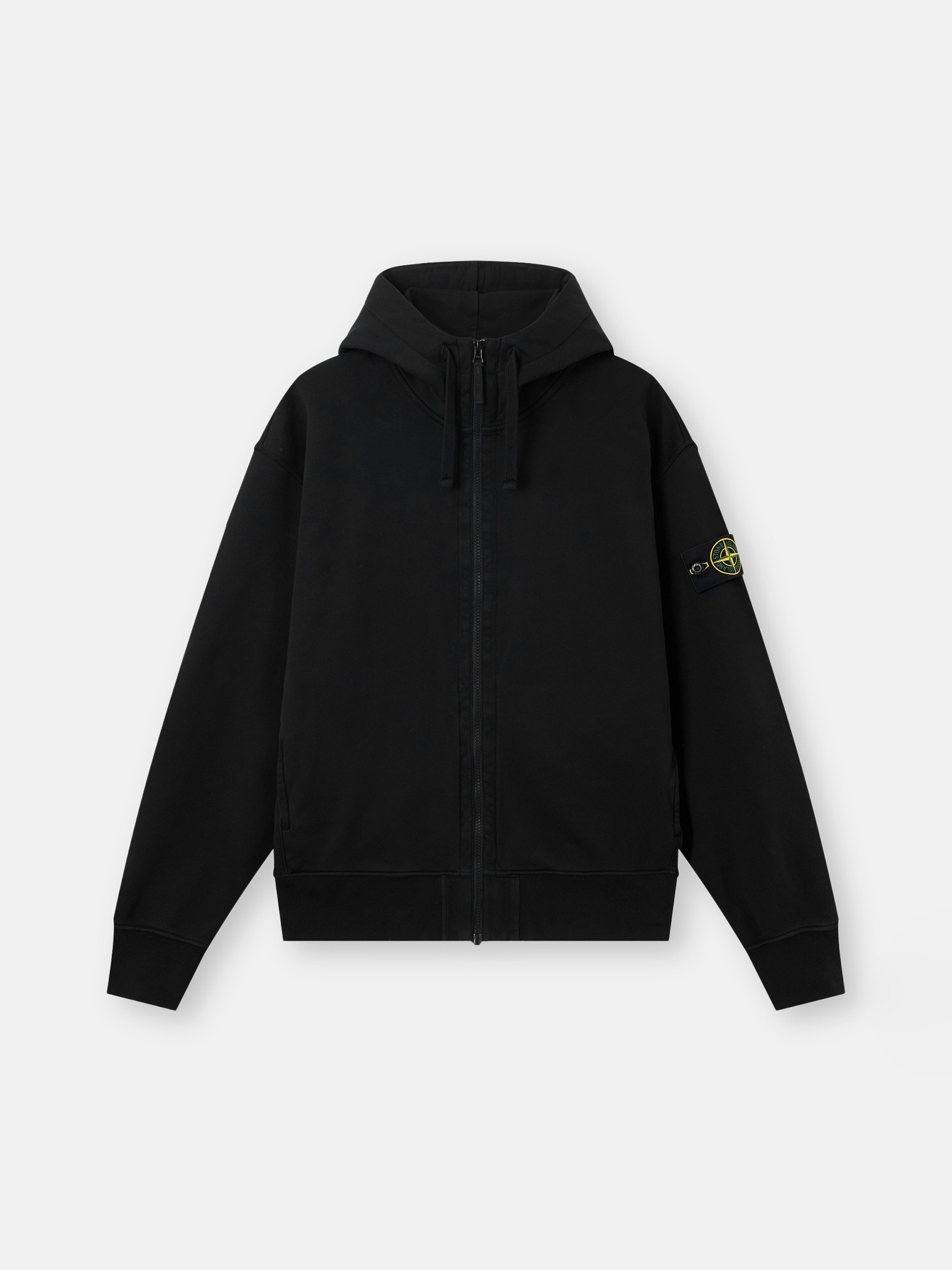 Black Oversized-fit zip-up hooded sweatshirt with pockets 6100009