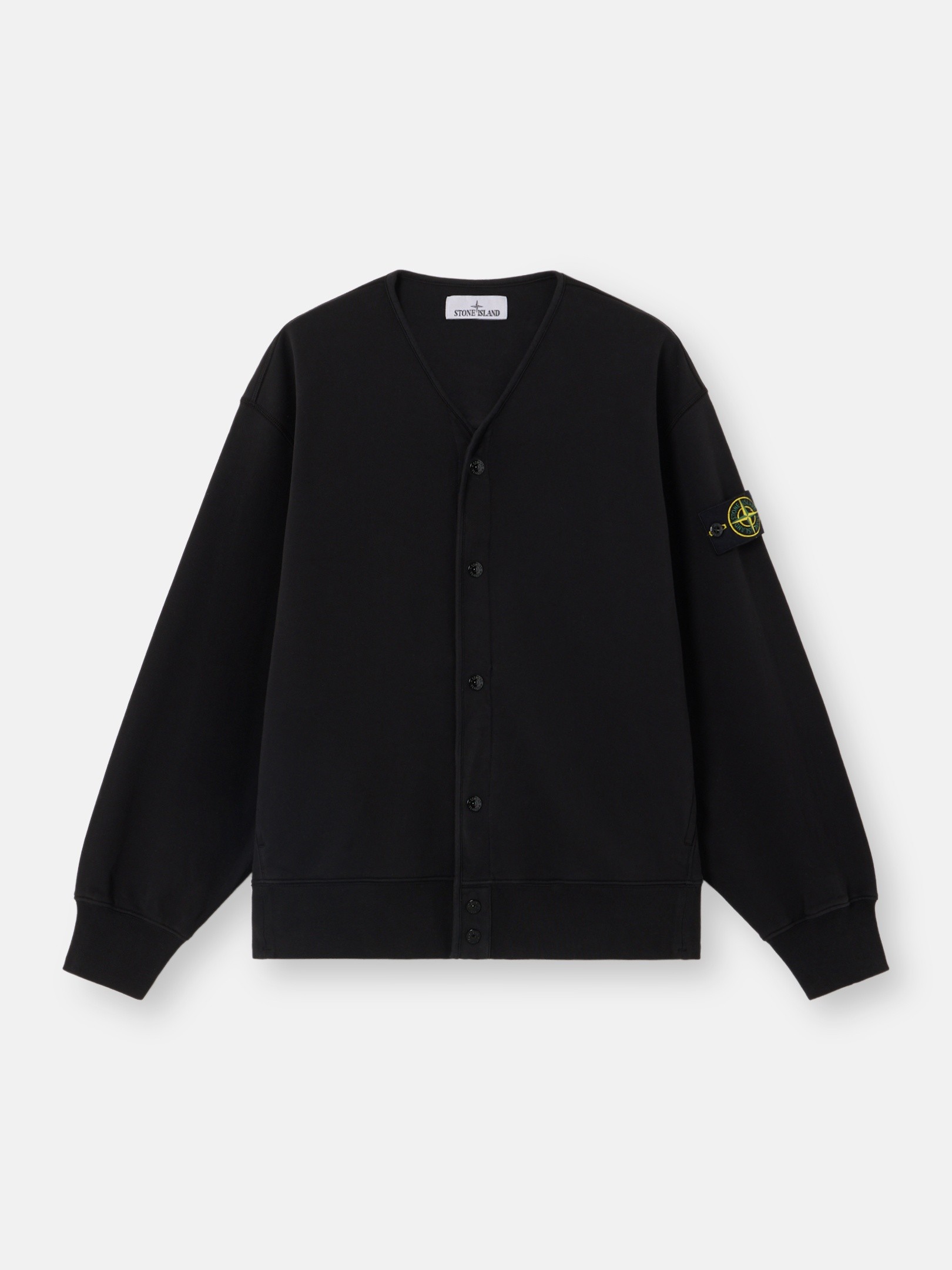 Black Oversized-fit cardigan sweatshirt with snap closure 6100010