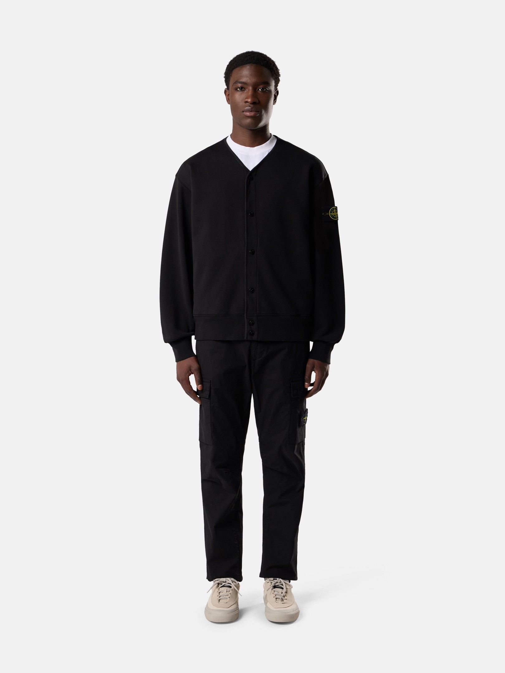 Black Oversized-fit cardigan sweatshirt with snap closure 6100010