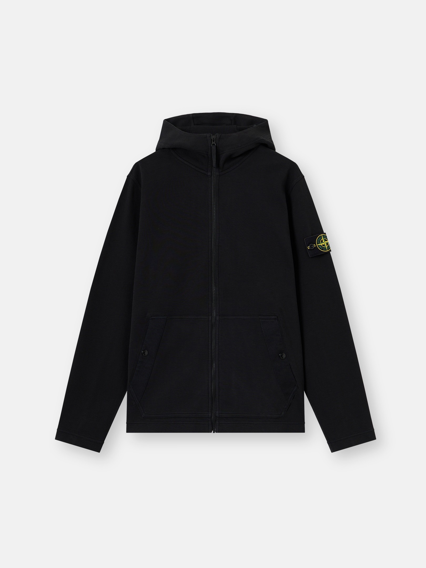 Black Regular-fit zip-up hooded sweatshirt with pockets 6100020