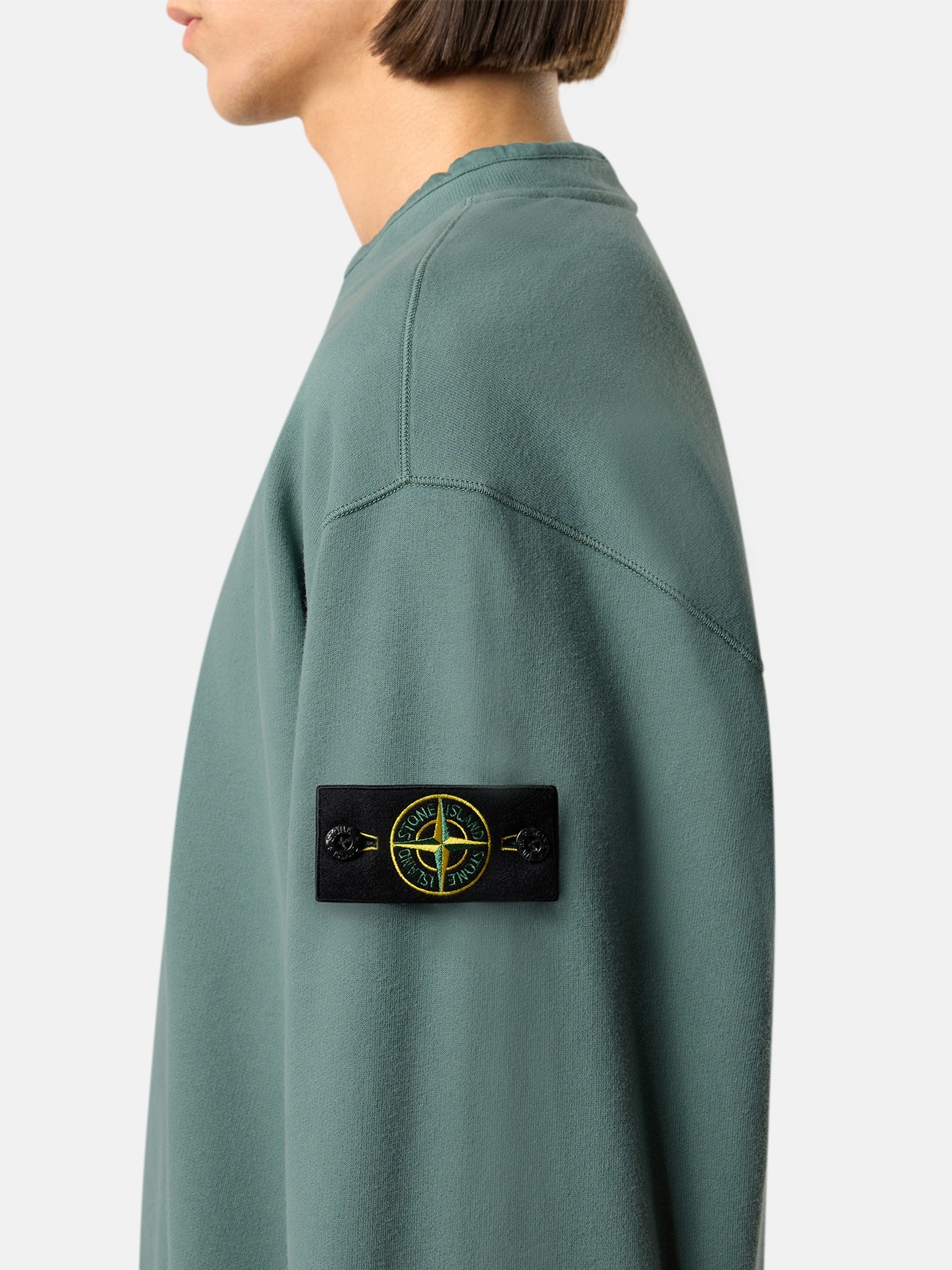 Ocean Green Oversized-fit crewneck sweatshirt with ribbed trims