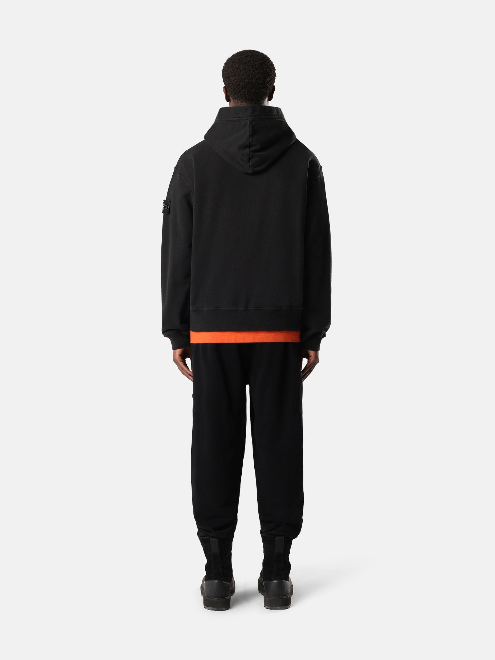 Black Oversized-fit zip-up hooded sweatshirt with pouch pocket