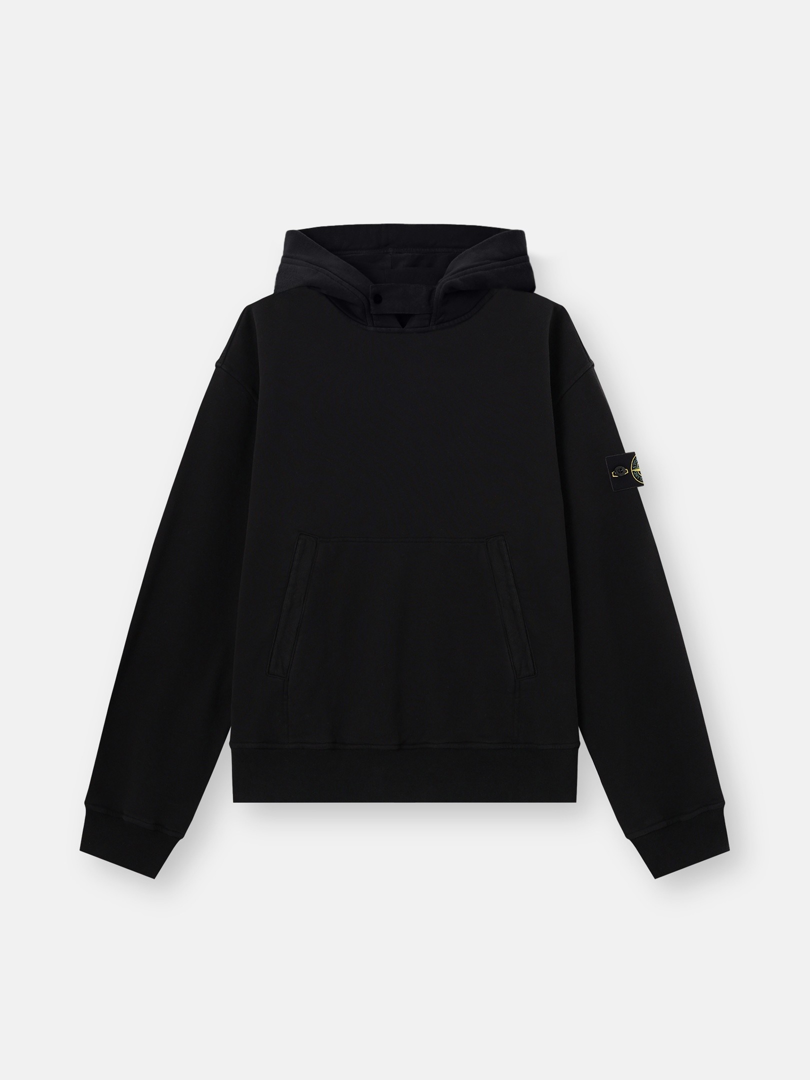 Black Oversized-fit zip-up hooded sweatshirt with pouch pocket